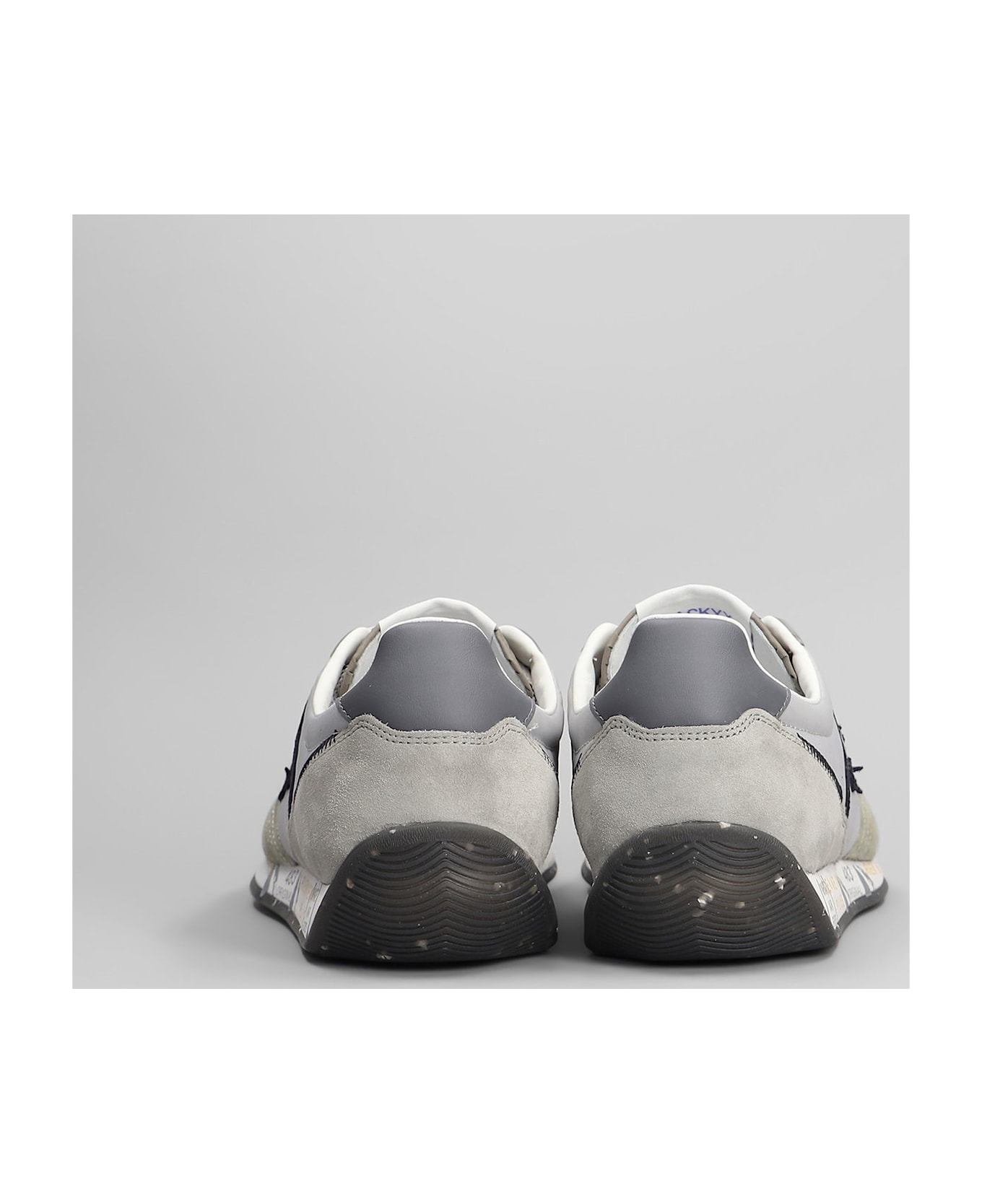 Premiata Jackyx Sneakers In Grey Suede And Fabric - grey