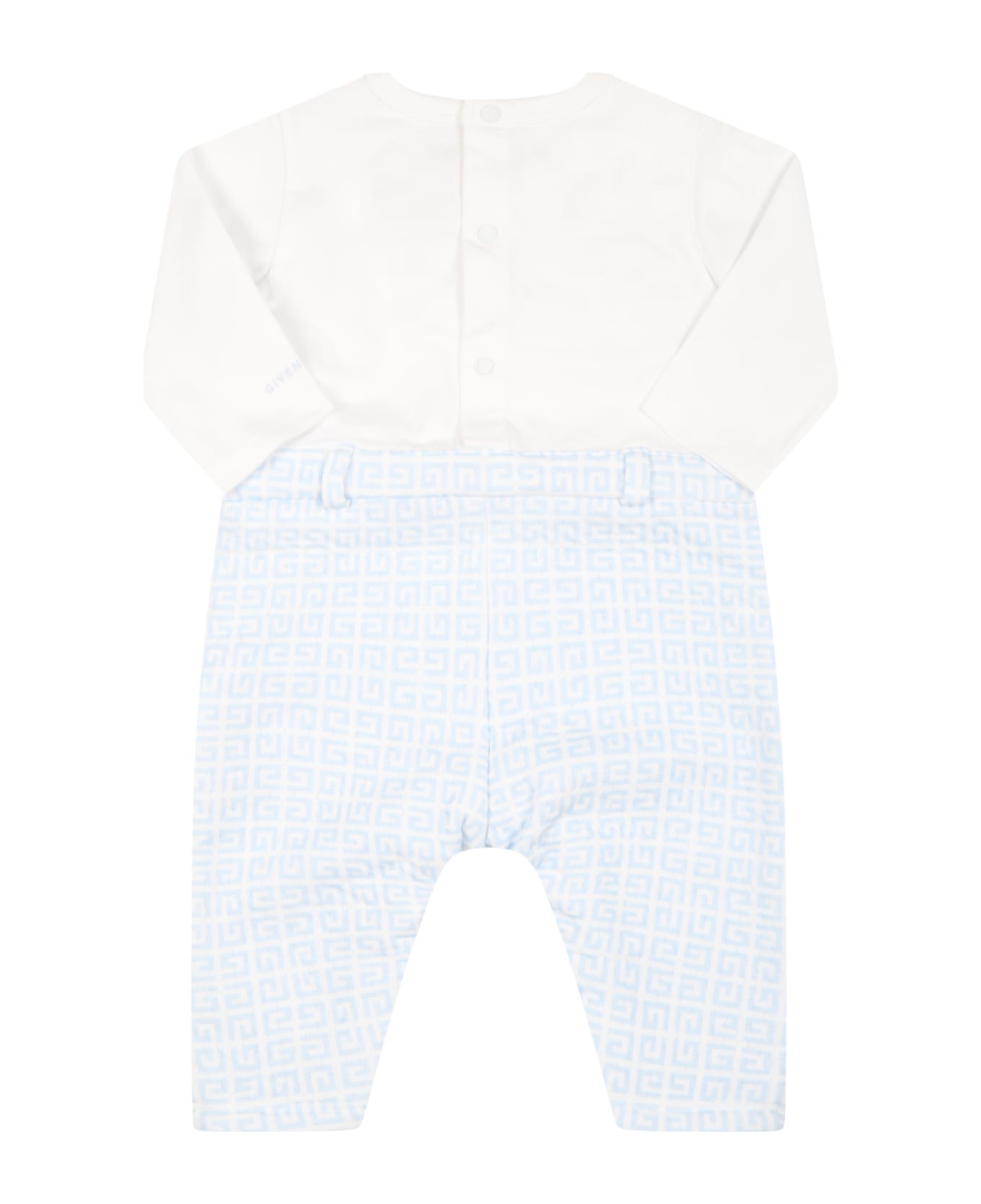 Givenchy White Babygrow For Baby Boy With Logos - Light Blue