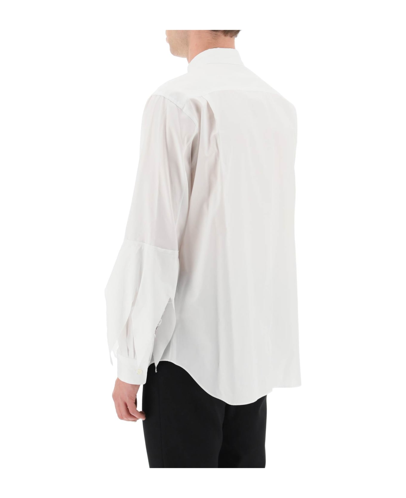 Comme Des Garçons Homme Plus Spiked Frayed-sleeved Shirt - WHITE (White)