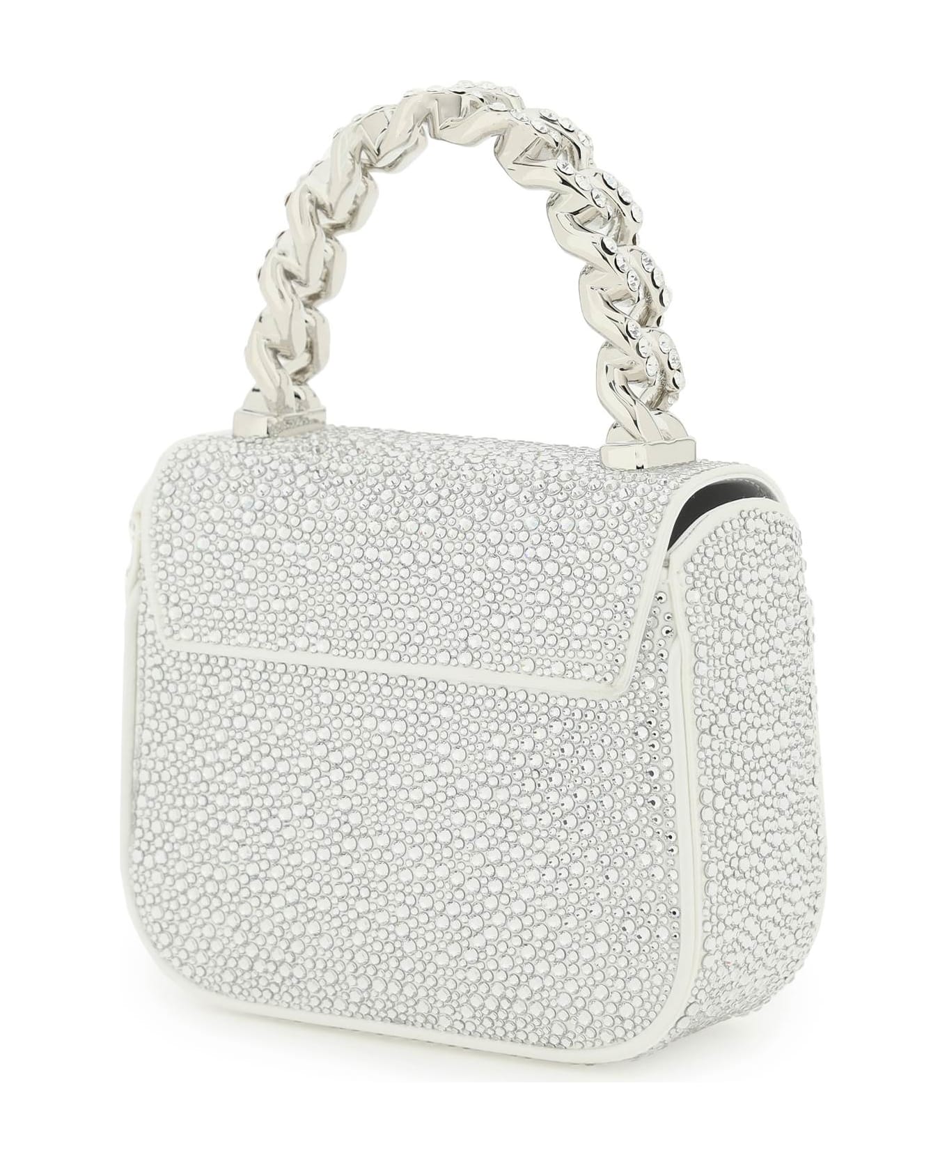 Versace La Medusa Handbag With Crystals - OPTICAL WHITE PALLADIUM (Silver)