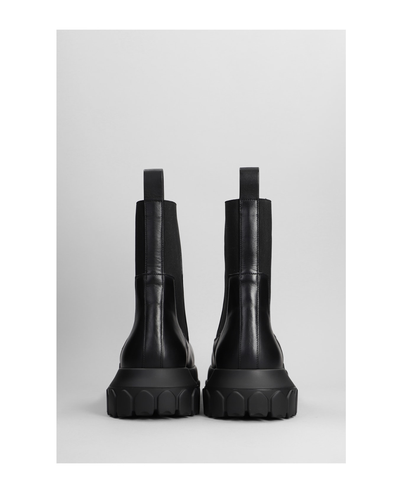 Rick Owens Beatle Bozo Tractor Combat Boots In Black Leather - black