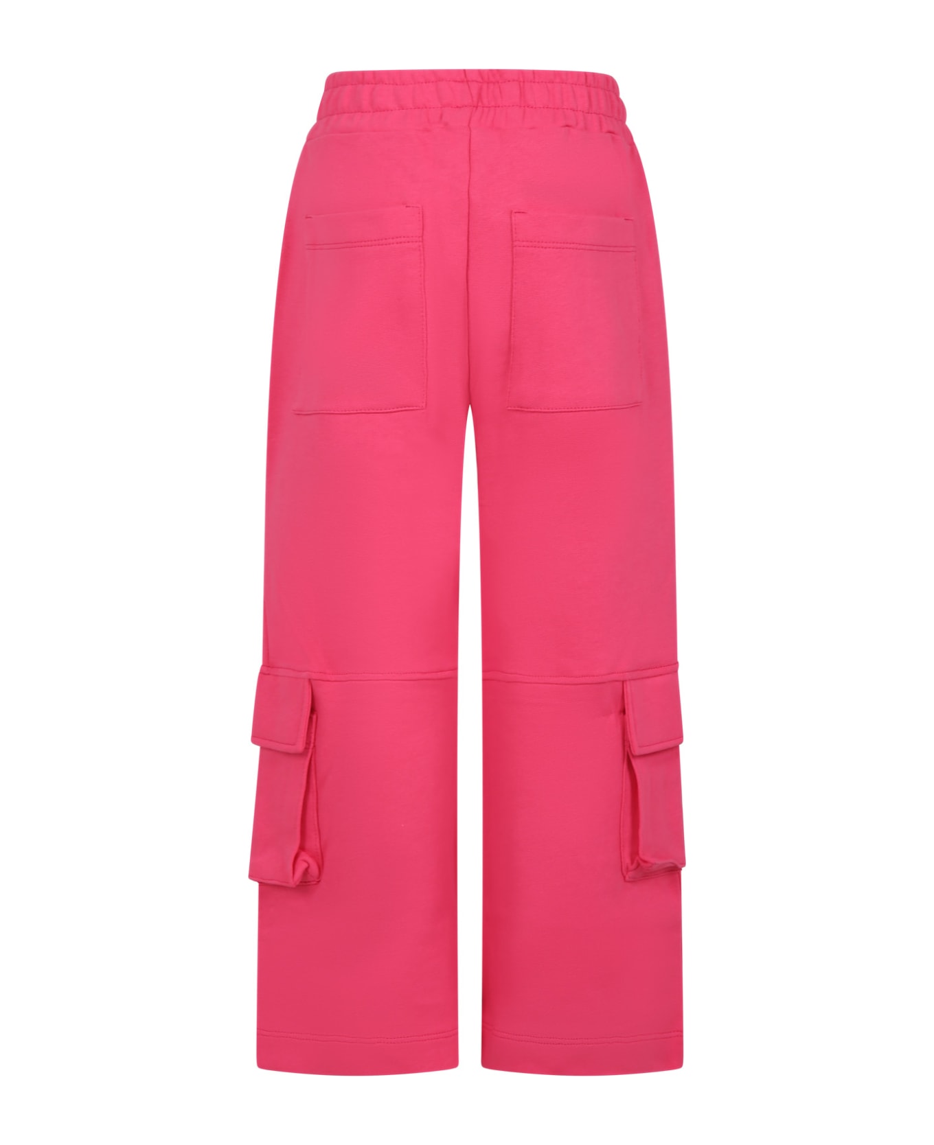 MSGM Fuchsia Trousers For Girl With Logo - Fuchsia ボトムス