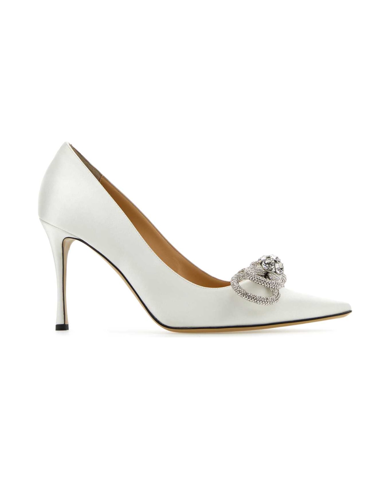 Mach & Mach White Satin Pumps - WHITE