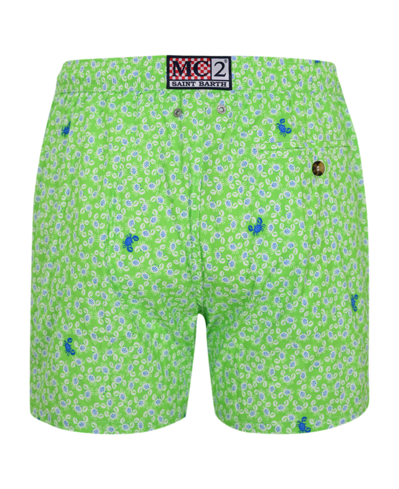 MC2 Saint Barth Comfort Light Green Swimsuit With Crab Print - Verde