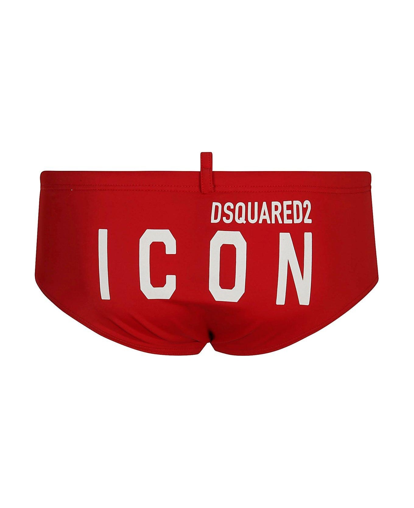 Dsquared2 Logo-printed Stretch Swim Trunks - Red