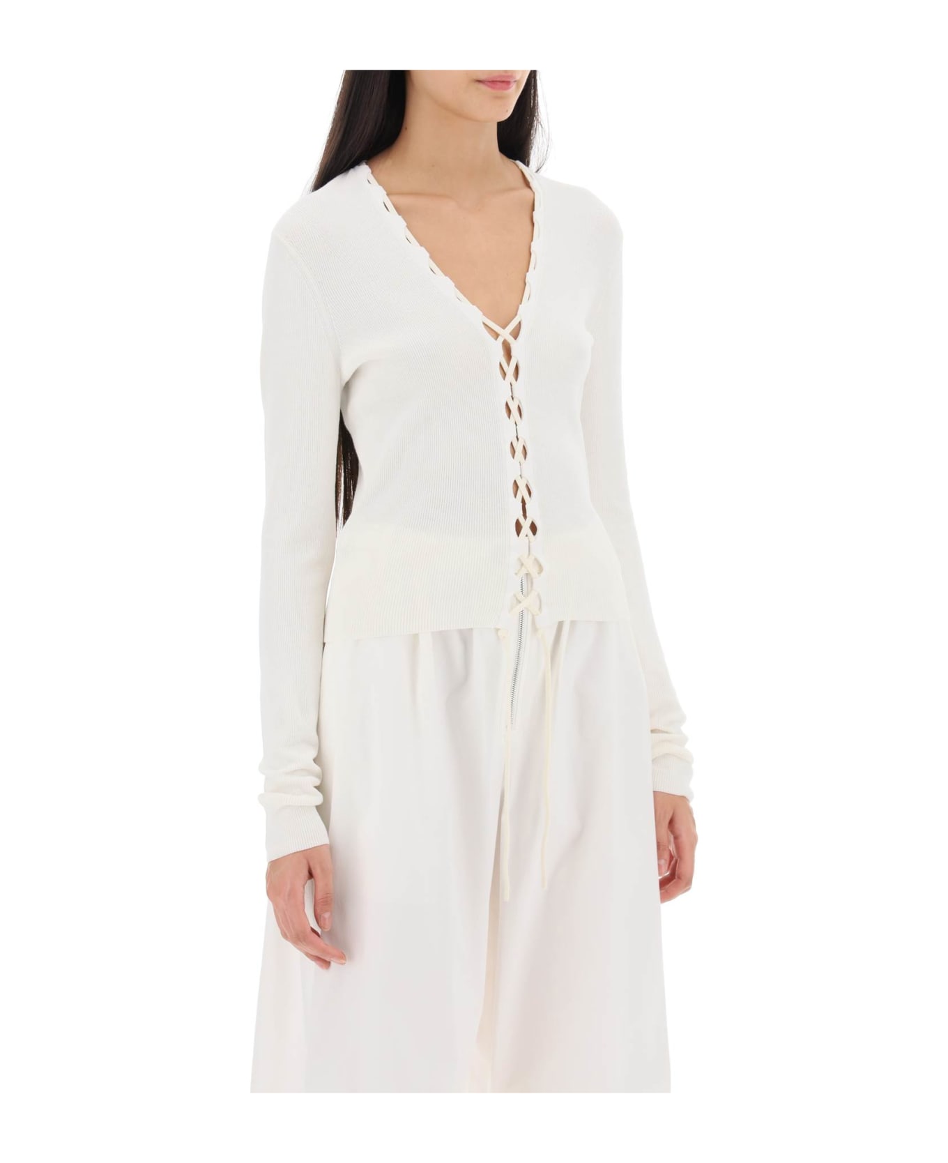 Dion Lee Lace-up Cardigan - WHITE CREAM (White)