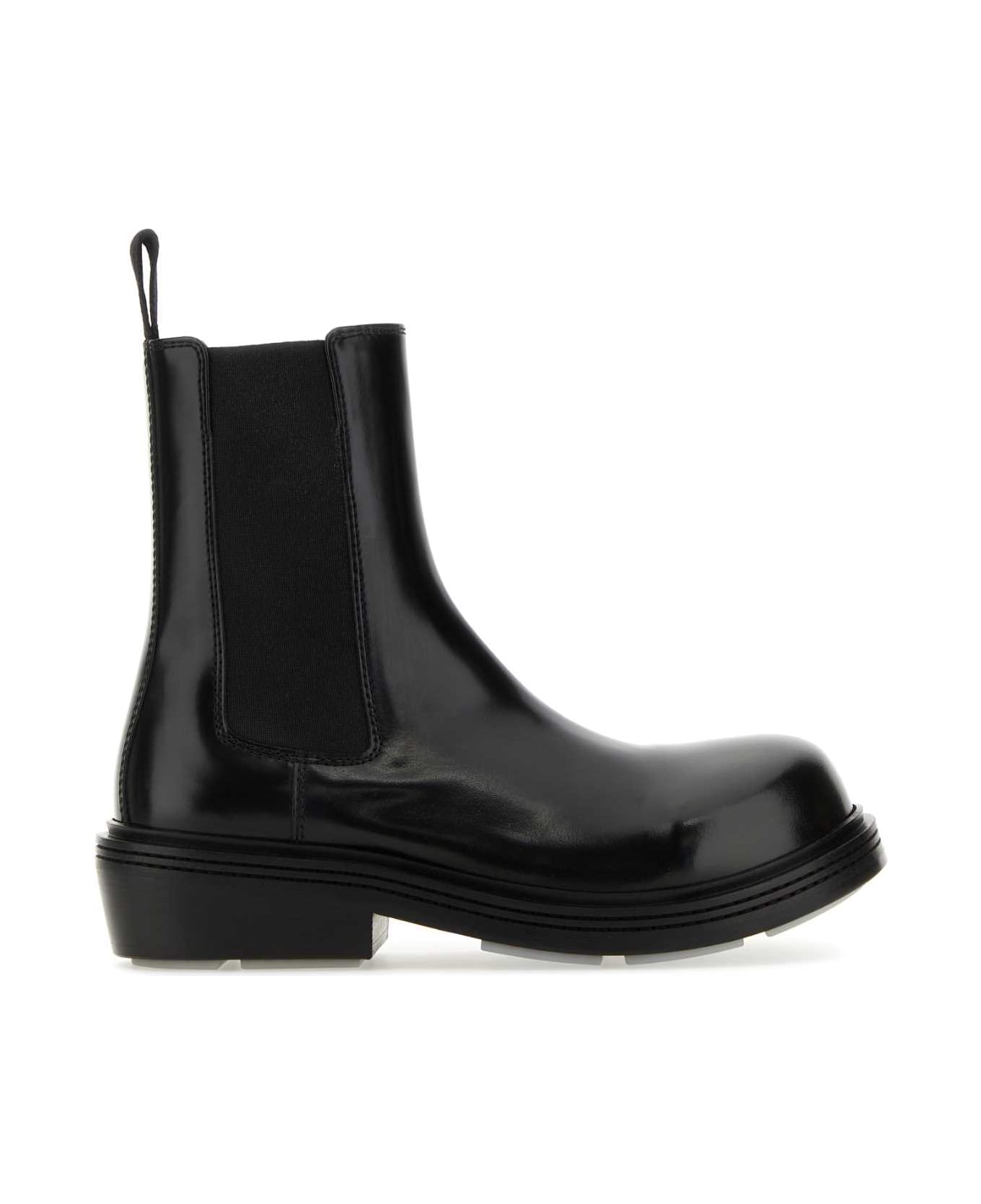 Bottega Veneta Black Leather Fireman Chelsie Ankle Boots - Black