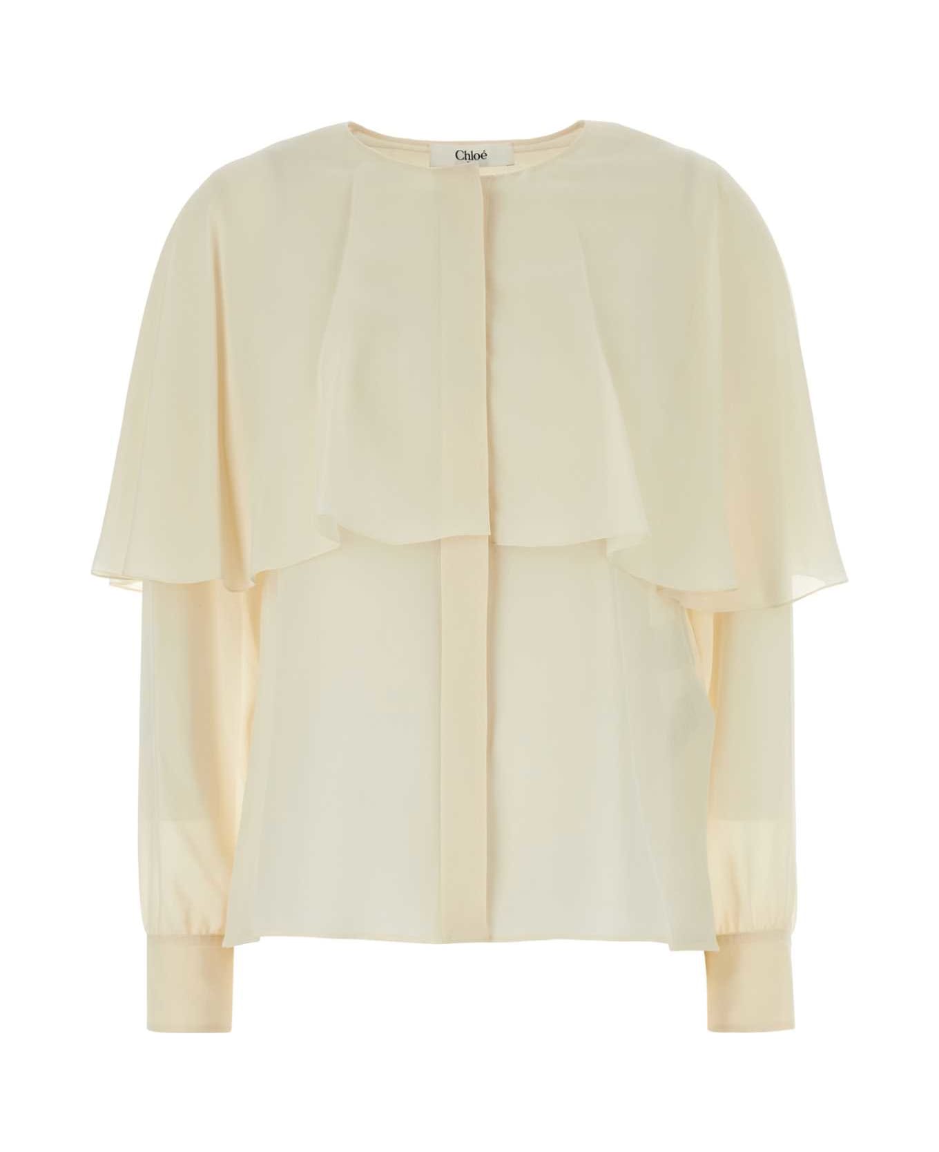 Chloé Ivory Georgette Shirt - PRISTINEWHITE