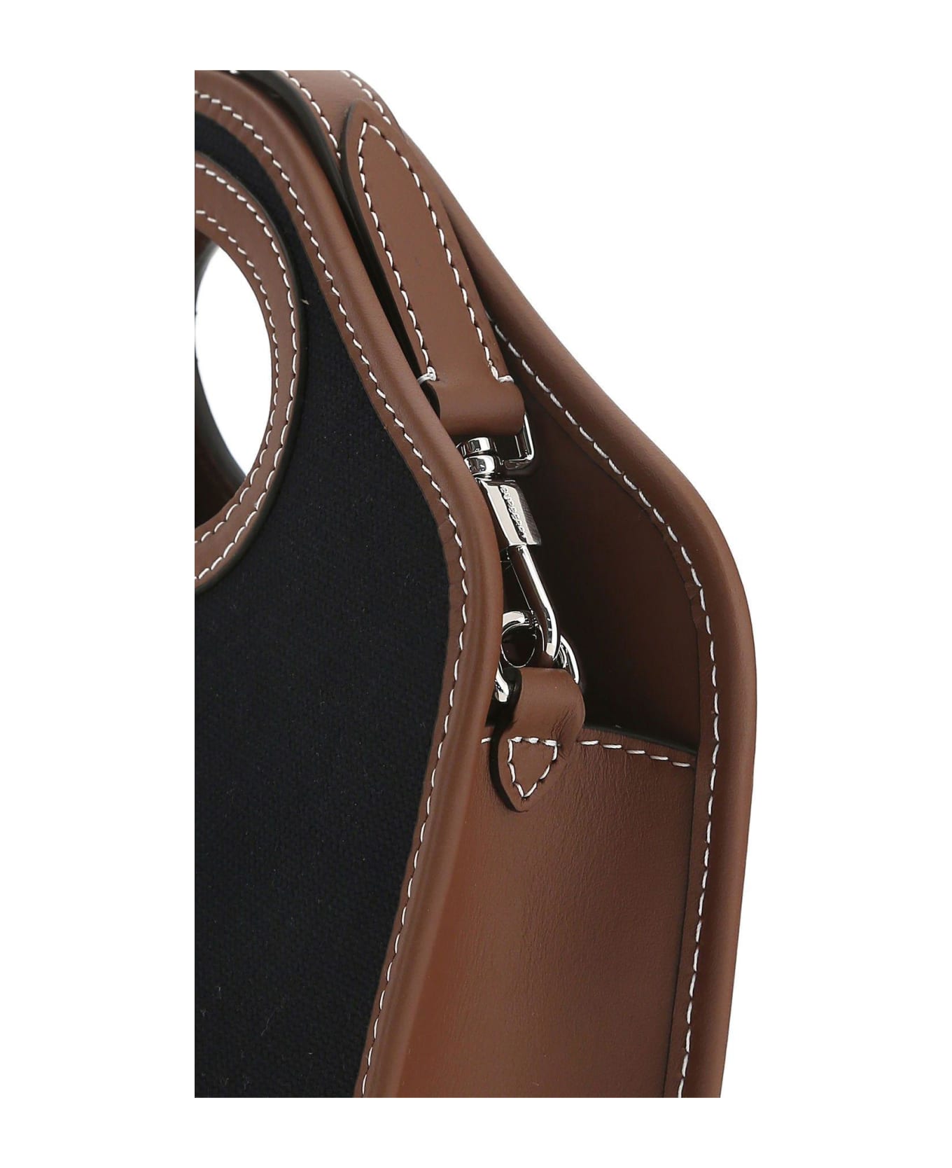 Burberry Two-tone Canvas And Leather Mini Pocket Handbag - BLACK/TAN