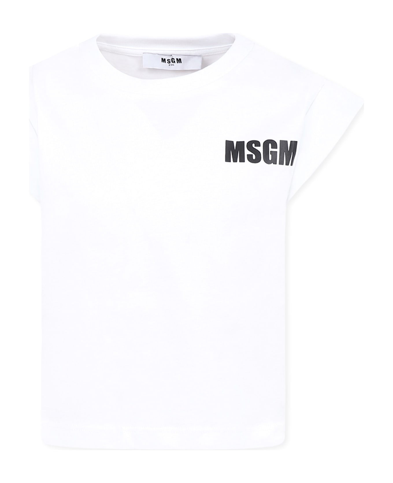 MSGM White T-shirt For Girl With Logo - White