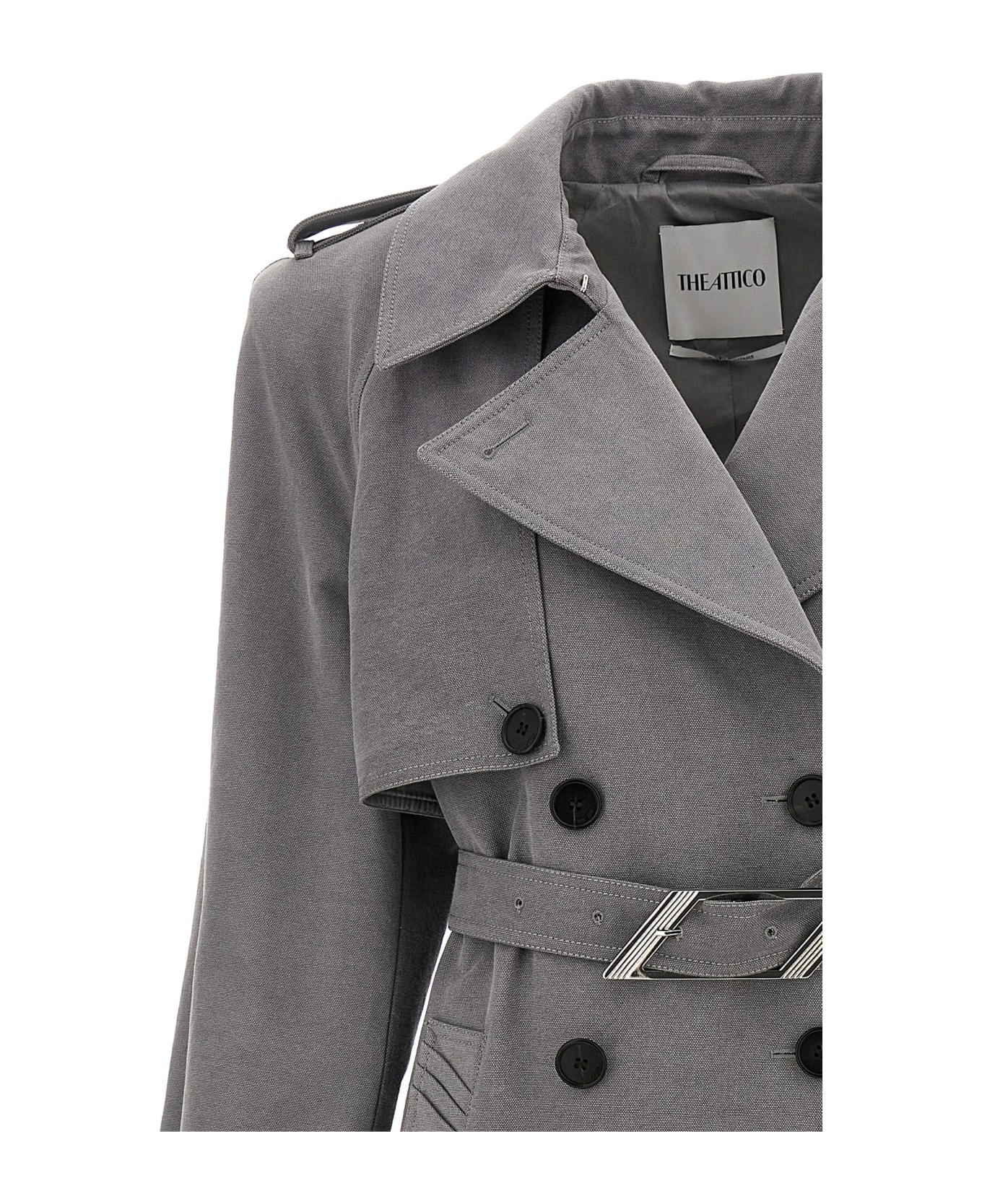 The Attico Double-breasted Trench Coat - Gray