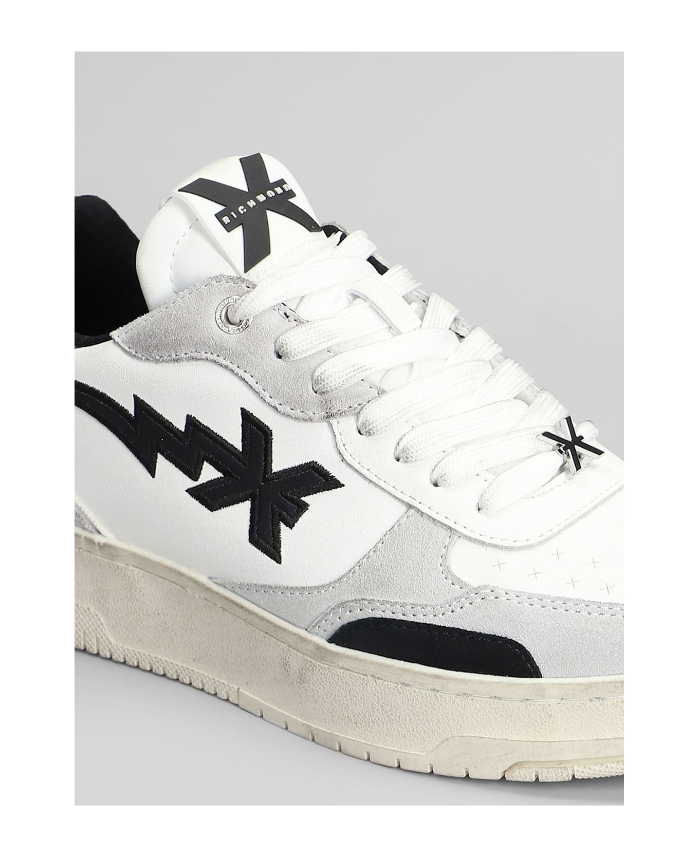 John Richmond Sneakers In White Suede And Leather - white