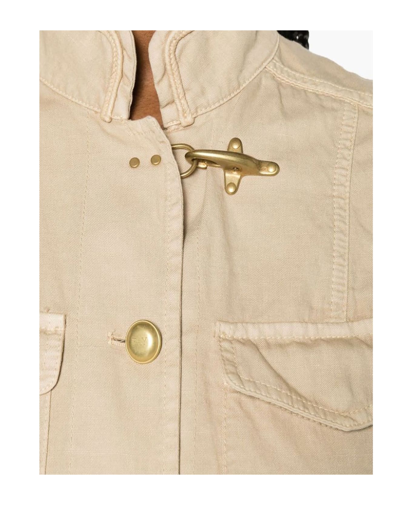 Fay Sahariana Canvas Military Jacket Fay - BISCUIT