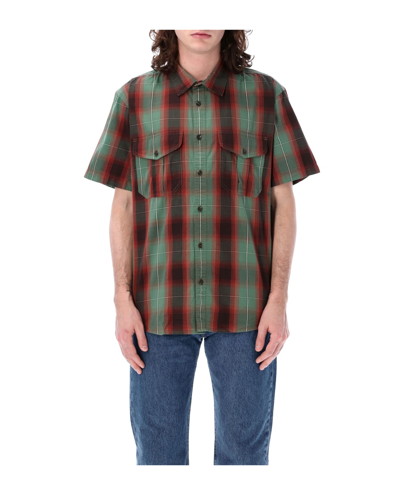 Filson Washed Feather Cloth Shirt - GREEN CHECK
