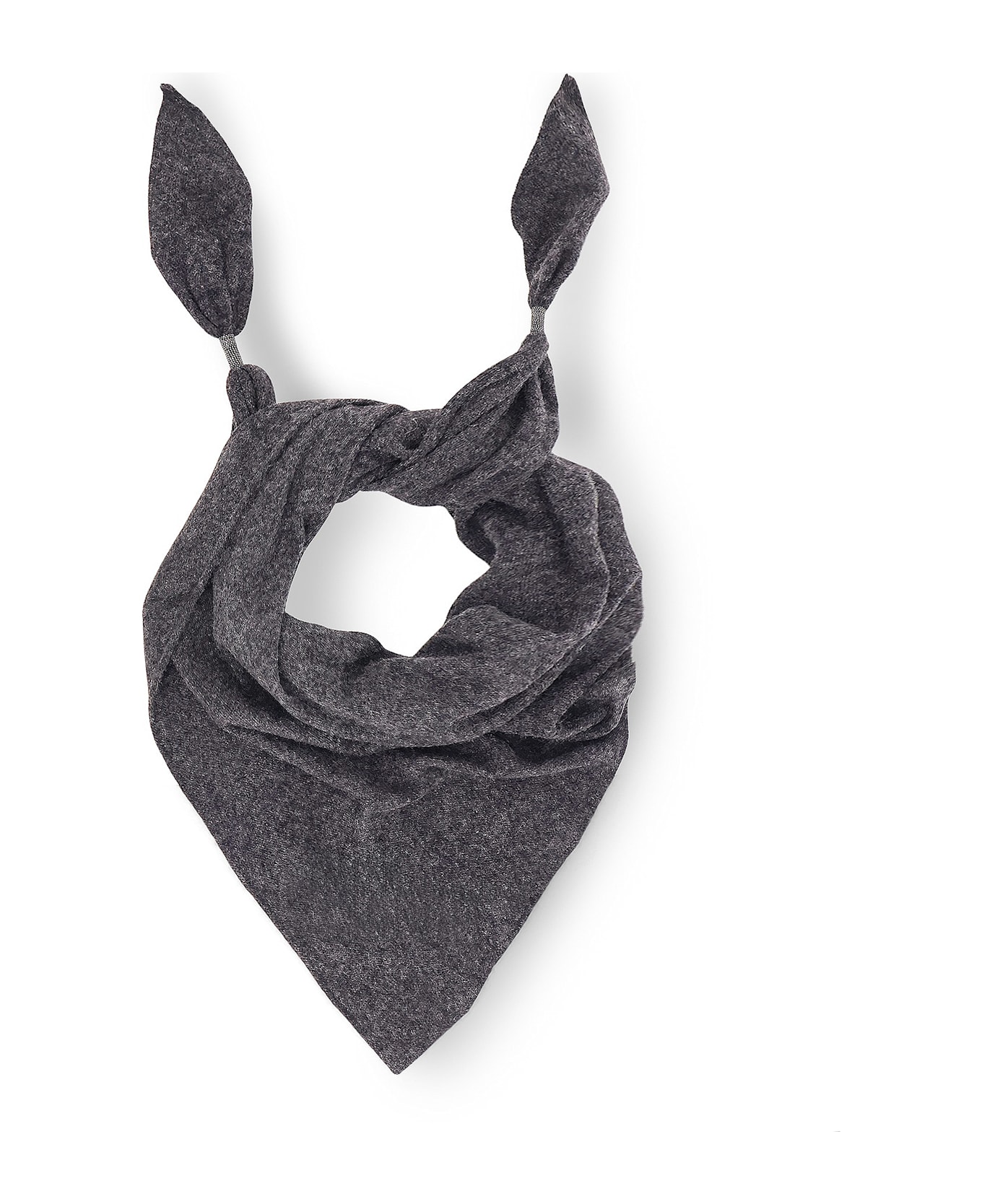 Brunello Cucinelli Cashmere Scarf With Monili Detail - Grey