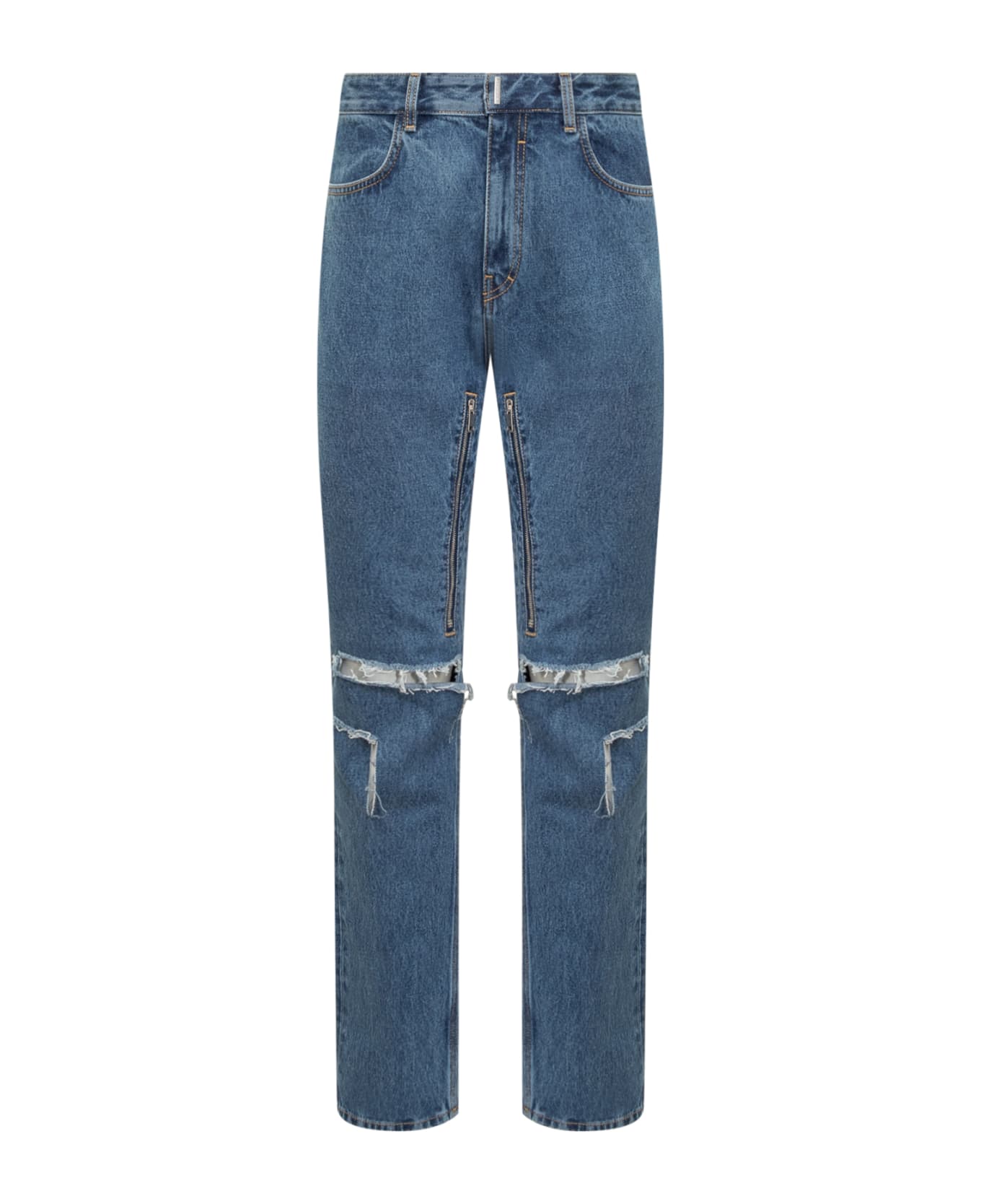 Givenchy Jeans With Zip And Rips Details - INDIGO BLUE