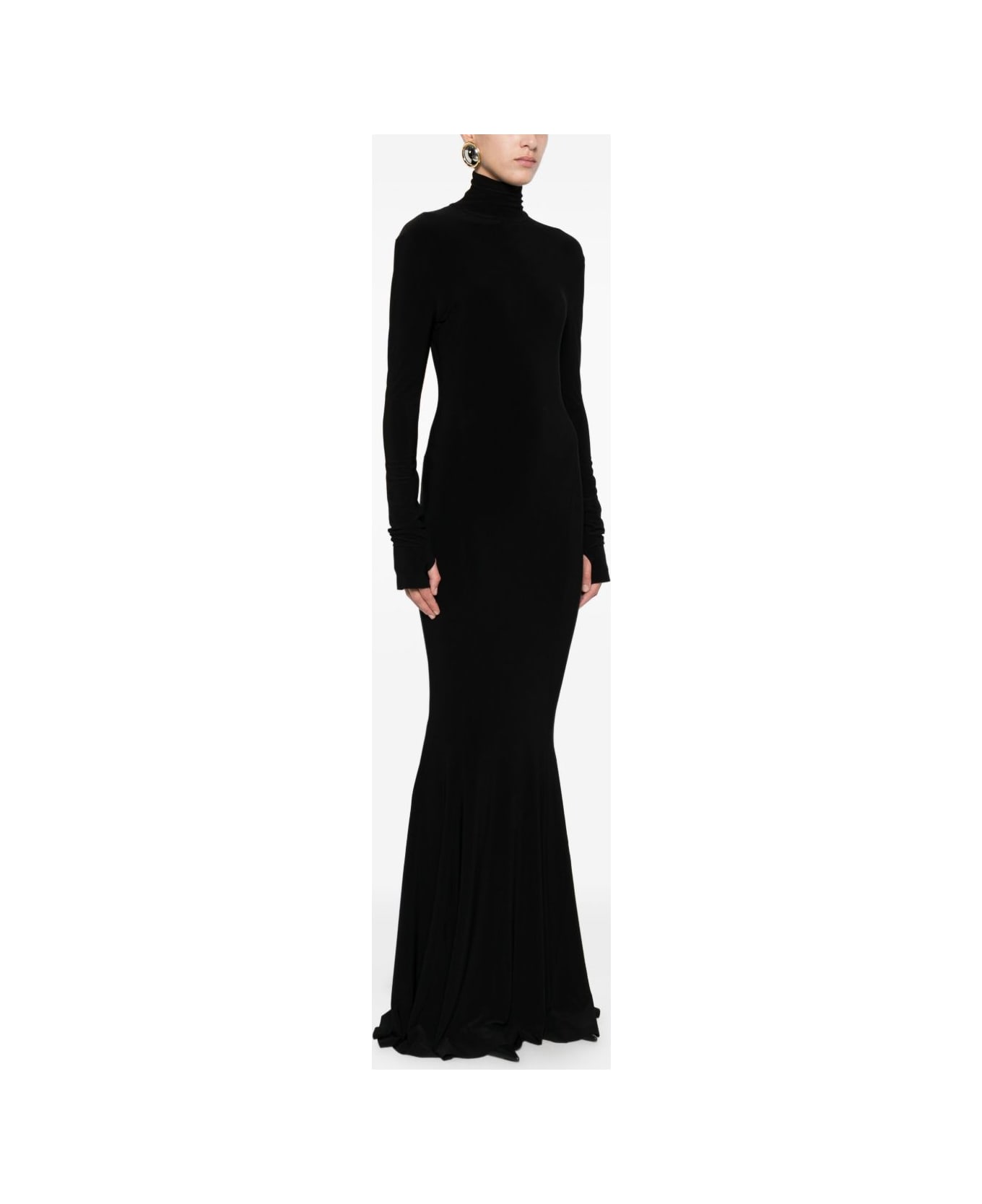 Norma Kamali Long-sleeve Roll-neck Dress - Black