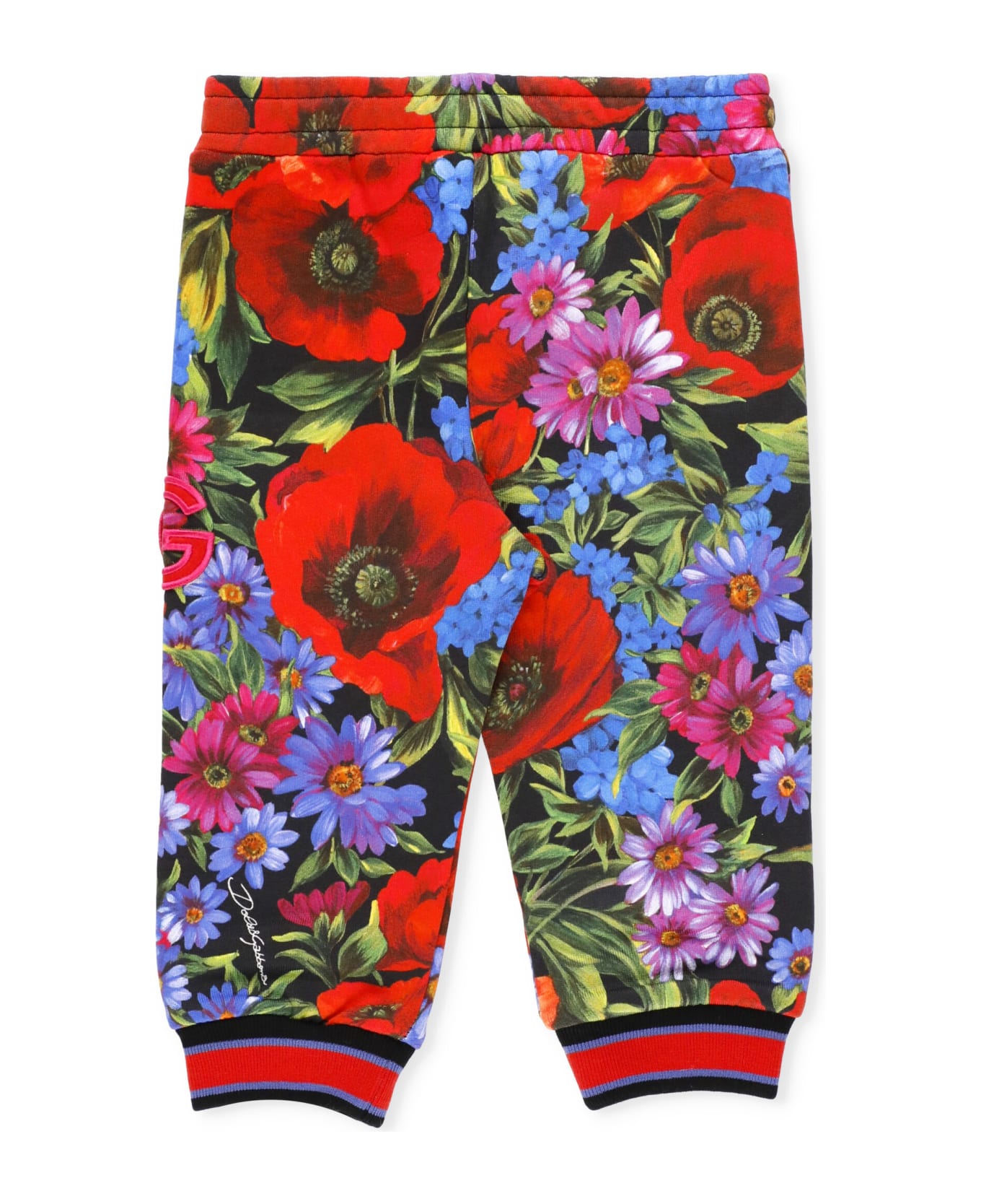 Dolce & Gabbana Jersey Sweatpants With Meadow Print - PRATO FDO.NERO