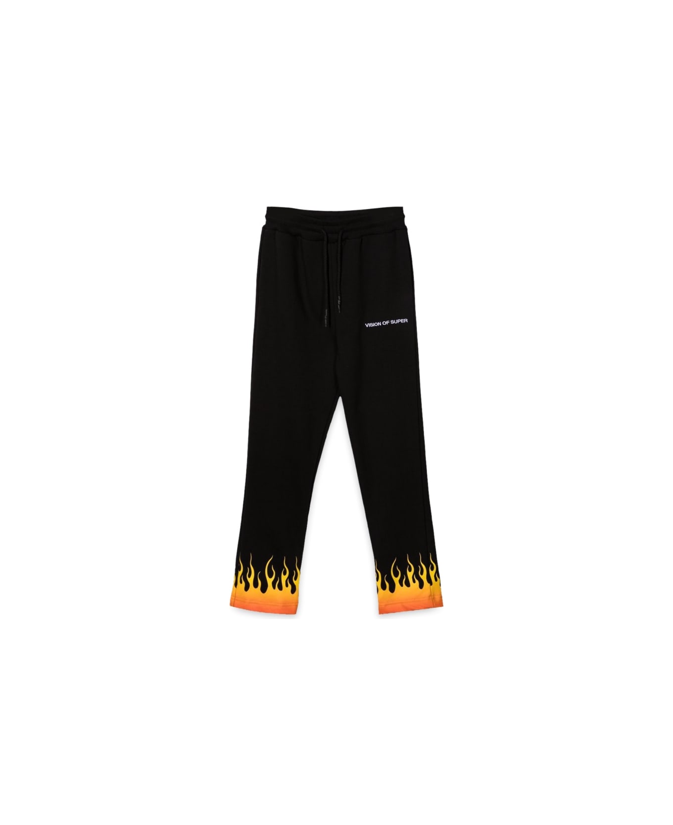 Vision of Super Black Pants With Red Shaded Flames - BLACK