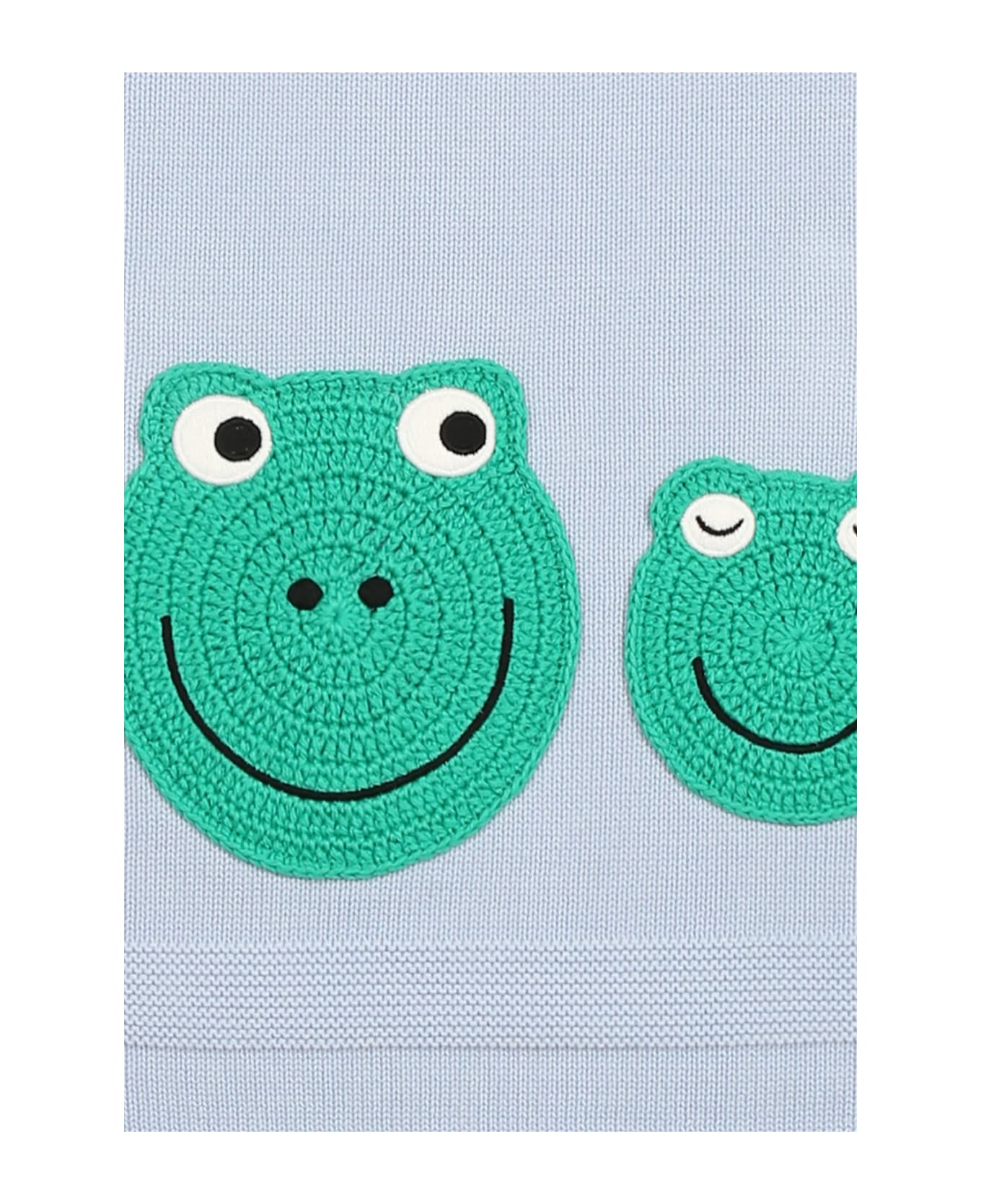 Stella McCartney Kids Light Blue Blanket For Baby Boy With Frog - Light Blue