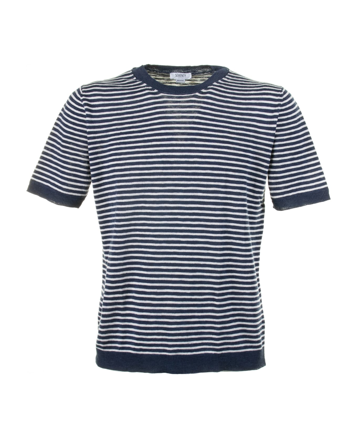 Seventy White Blue Striped T-shirt - RIGA BLU