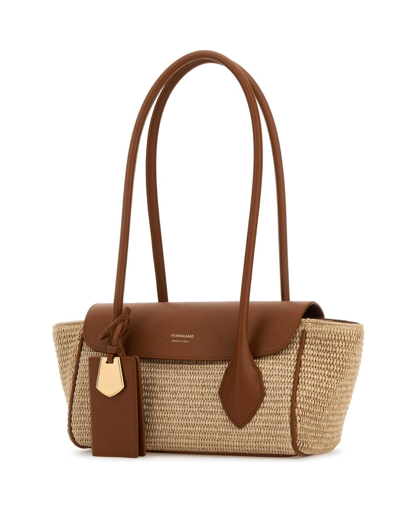 Ferragamo Raffia Shoulder Bag - NATURALE597NATURALERESORTNATURALEA00