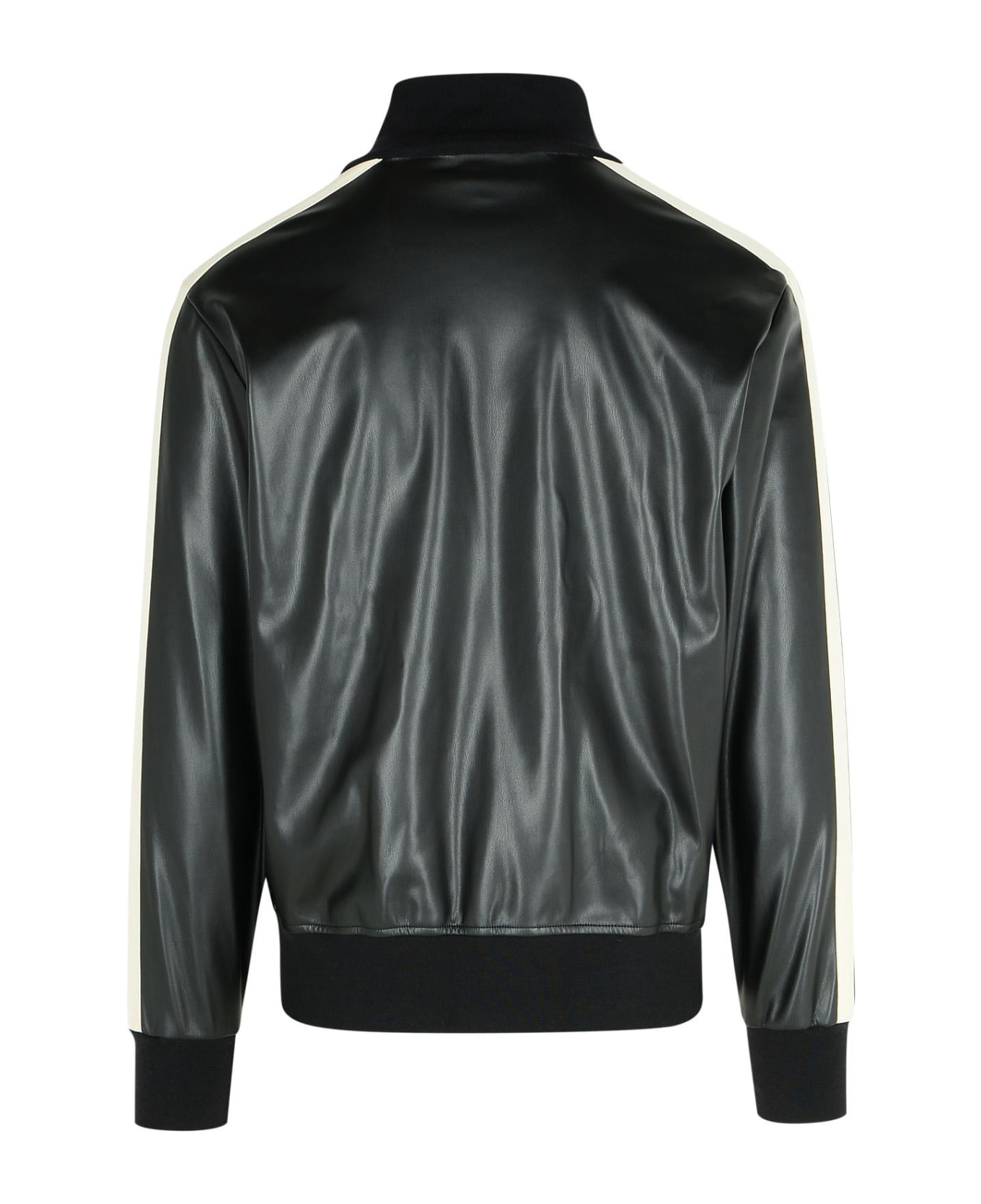 Palm Angels 'track Leather' Black Polyester Blend Sweatshirt - Black