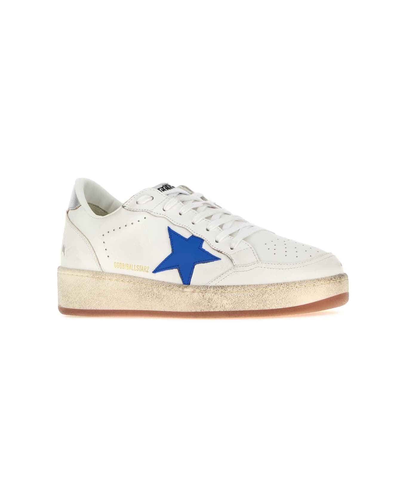 Golden Goose White Leather Ball Star 2 Sneakers - WHITEBLUESILVER
