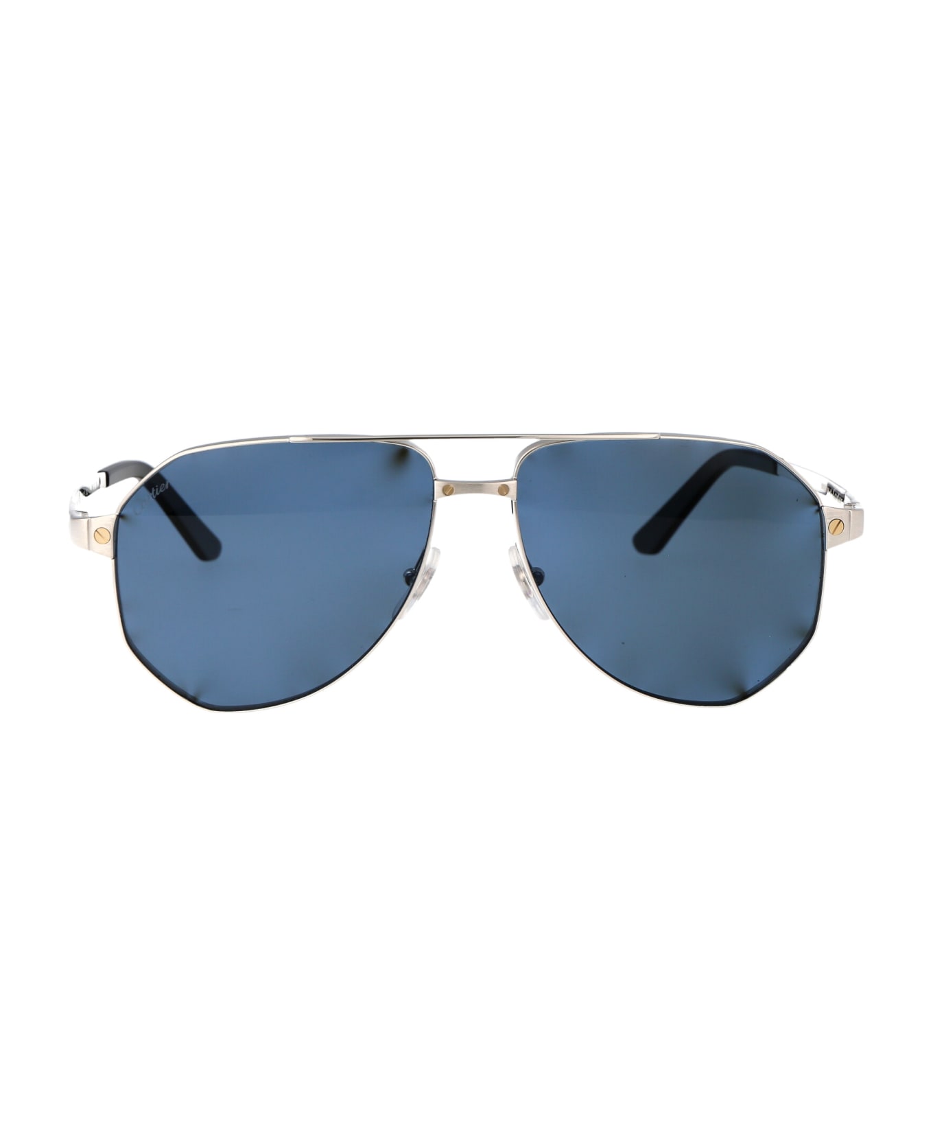 Cartier Eyewear Ct0461s Sunglasses - 002 SILVER SILVER BLUE