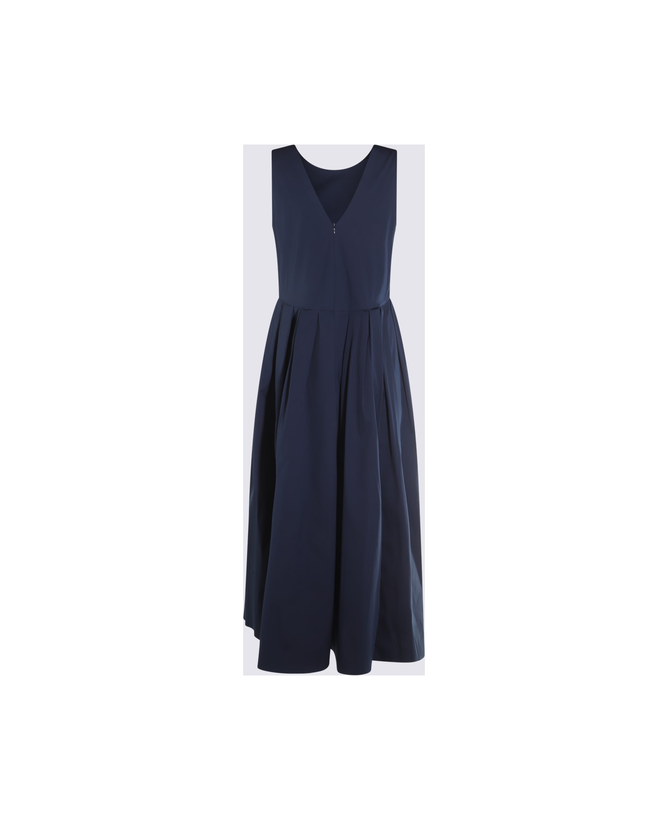 
S Max Mara Dark Blue Moirs Cotton Dress - Blue