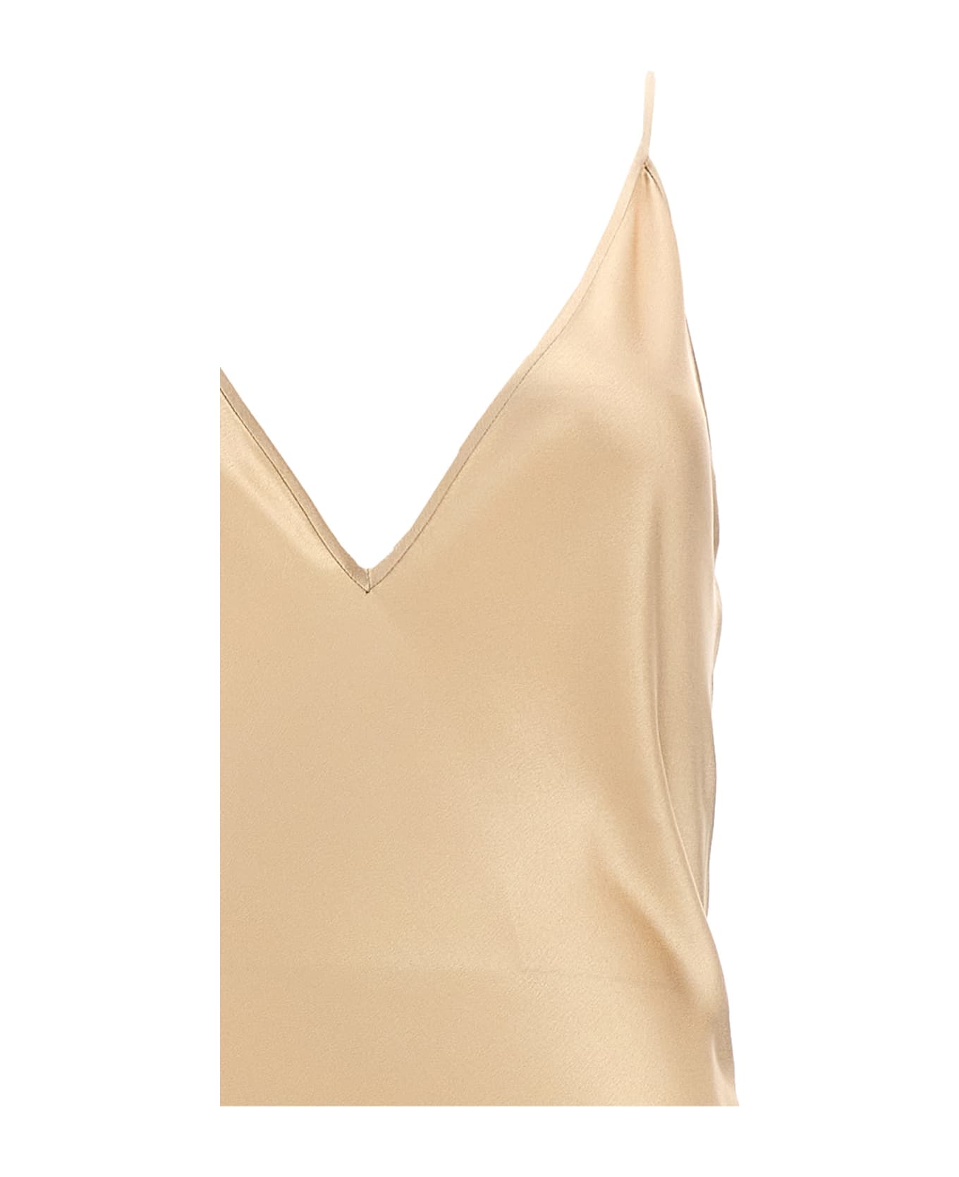 Saint Laurent Satin Silk Dress - Beige