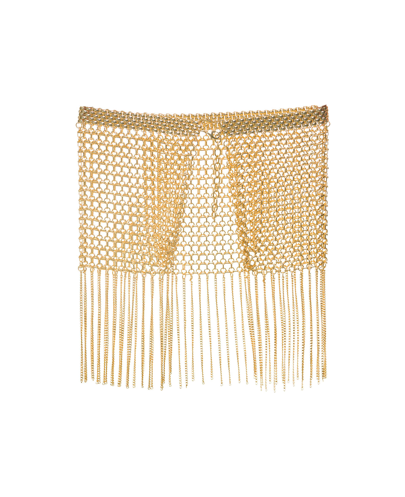 Silvia Gnecchi Woman's Chain Miniskirt With Fringes - Metallic