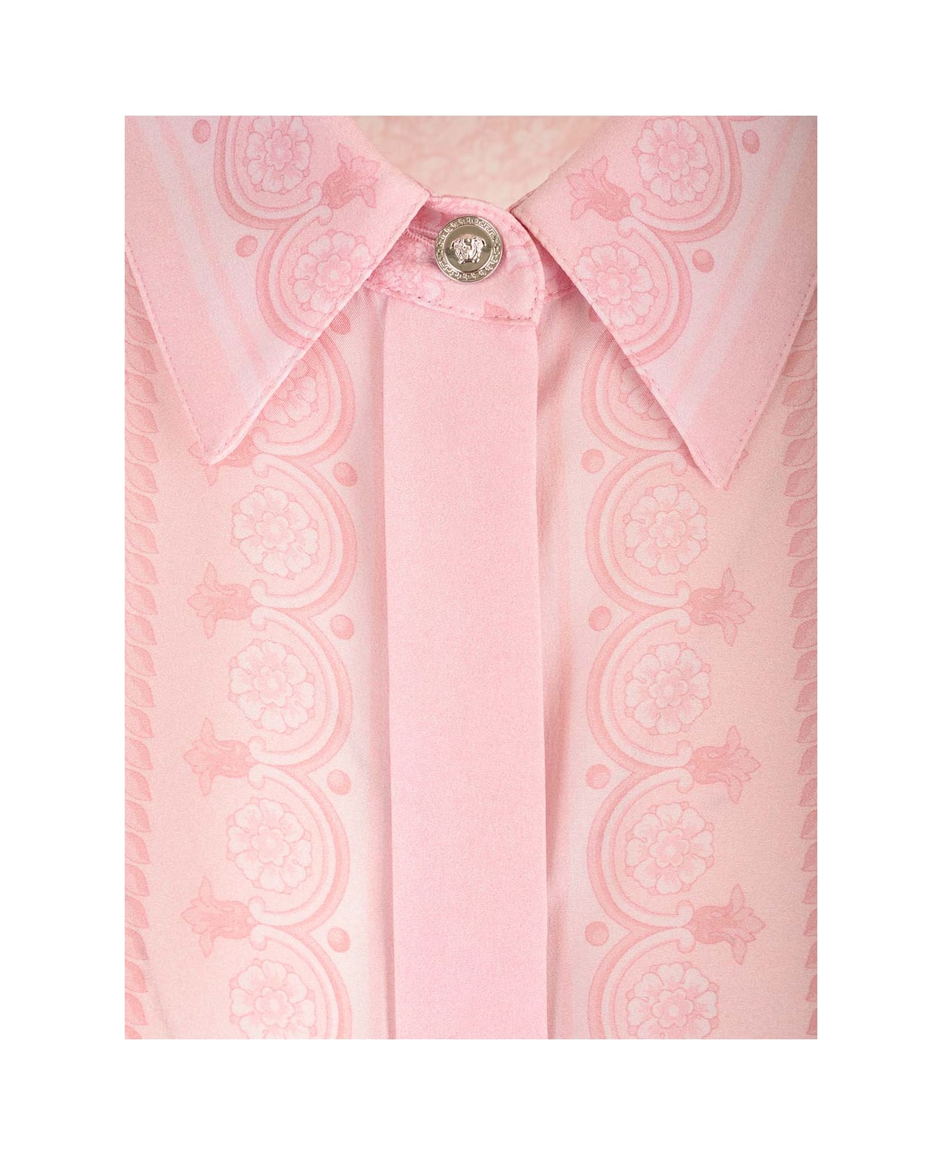 Versace Pink Silk Twill Shirt - Pale Pink