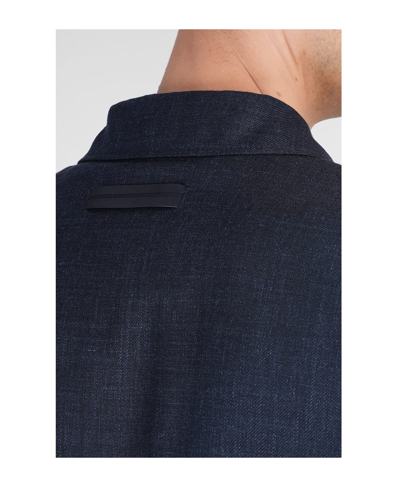 Zegna Casual Jacket In Blue Linen - blue