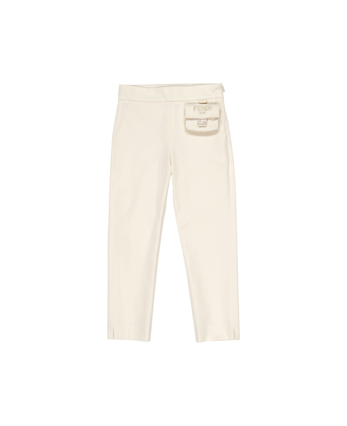 Fendi Beige Tapered Trousers With Back Logo - Brown