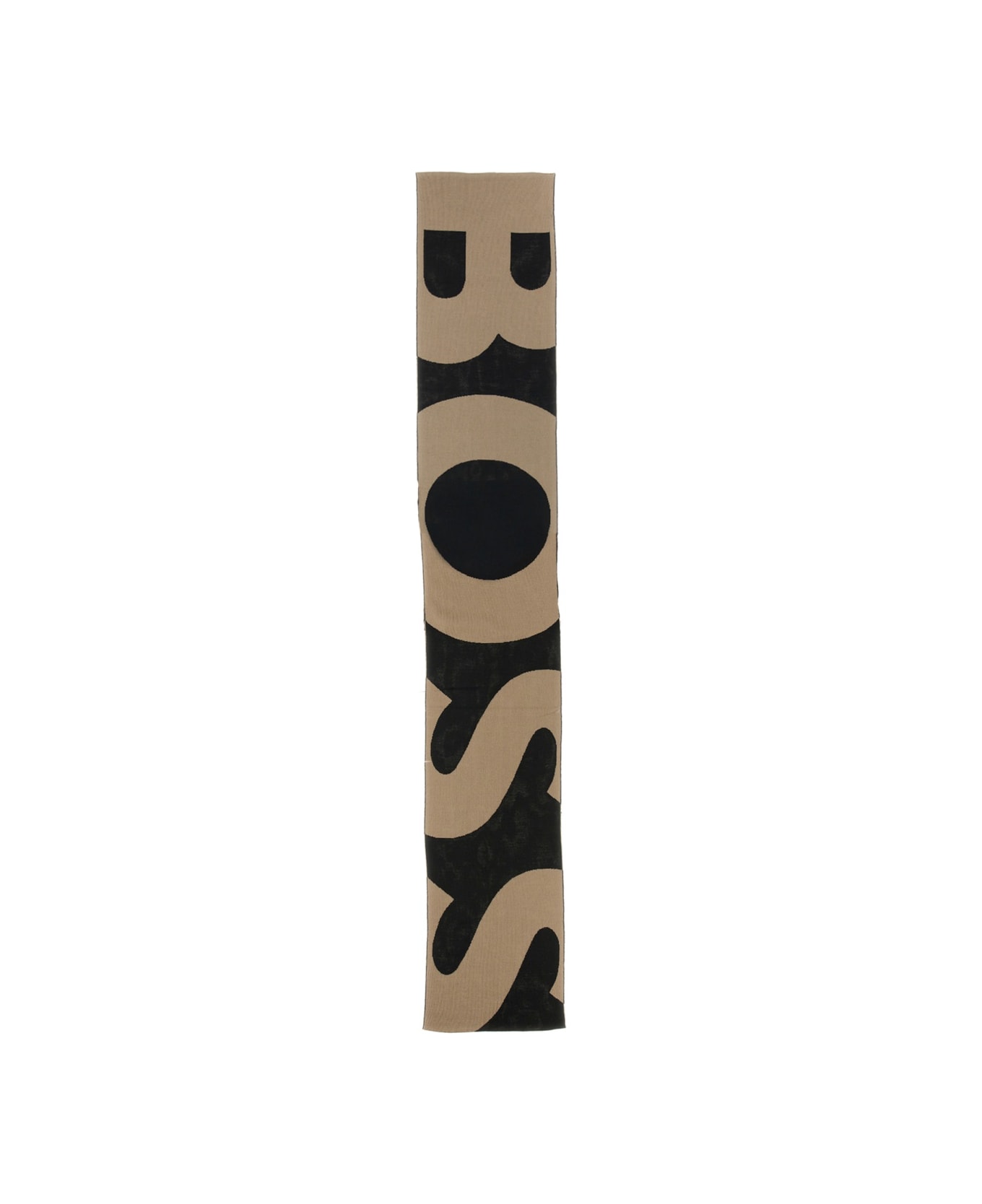 Hugo Boss Scarf With Contrasting Logo - BLACK