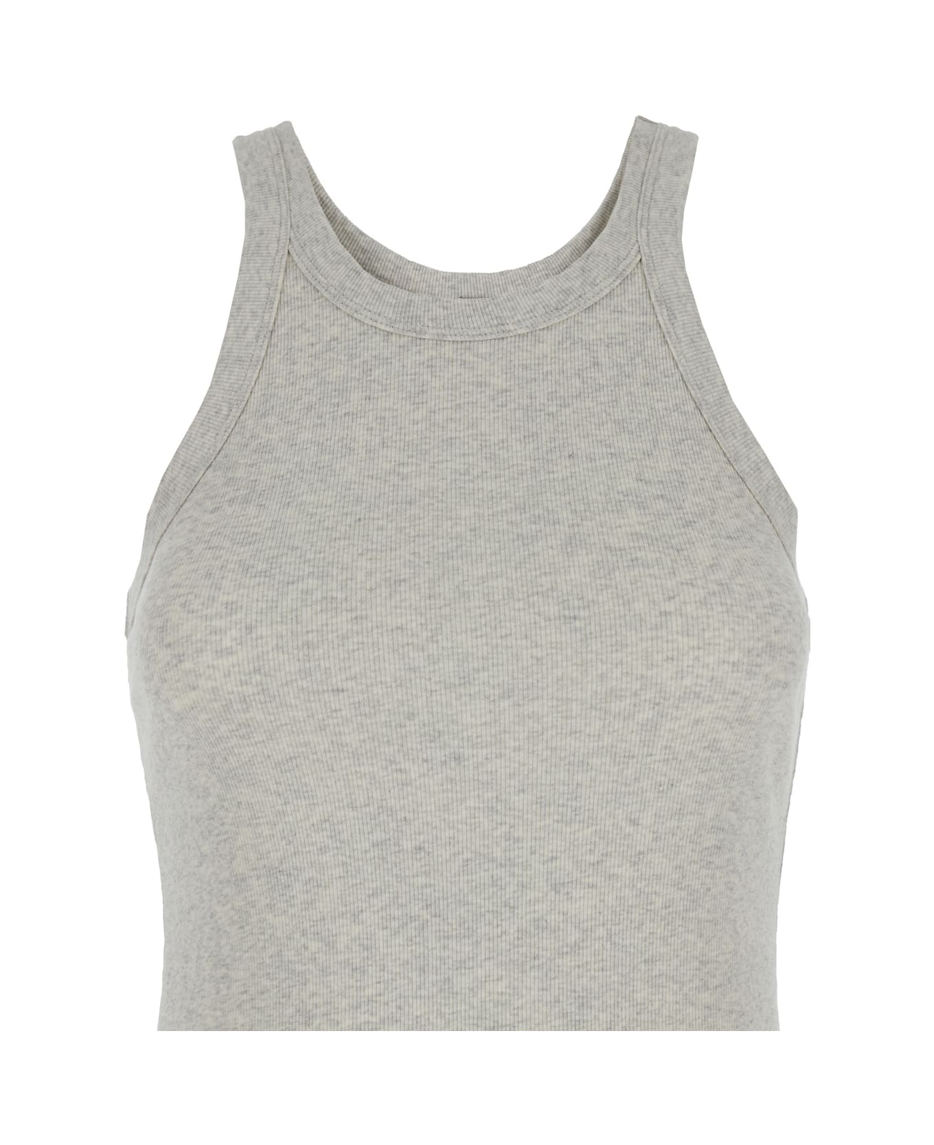 Totême Grey Tank Top With U Neckline In Ribbed Cotton Woman - Grey