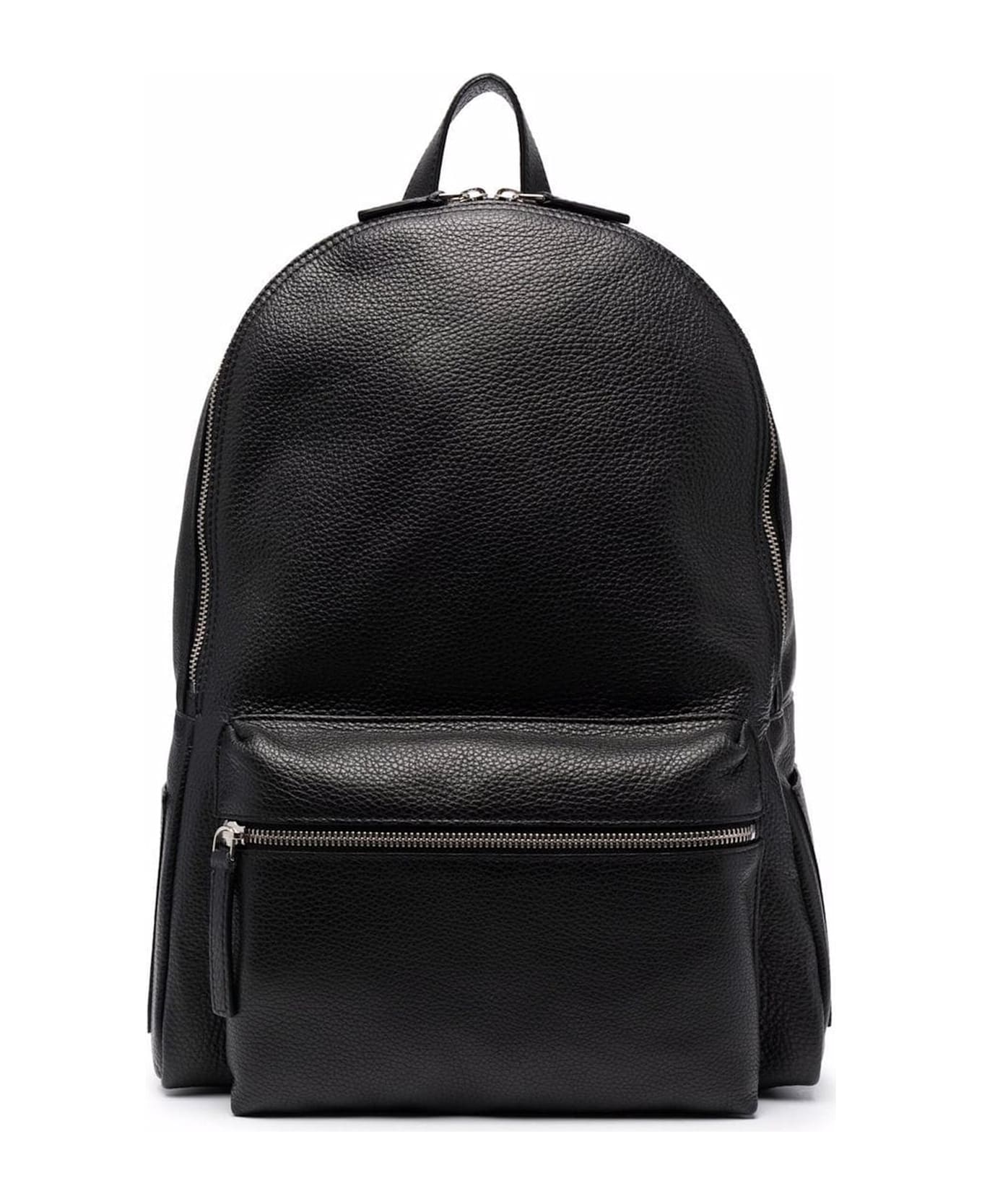 Orciani Black Calf Leather Micron Backpack - Black