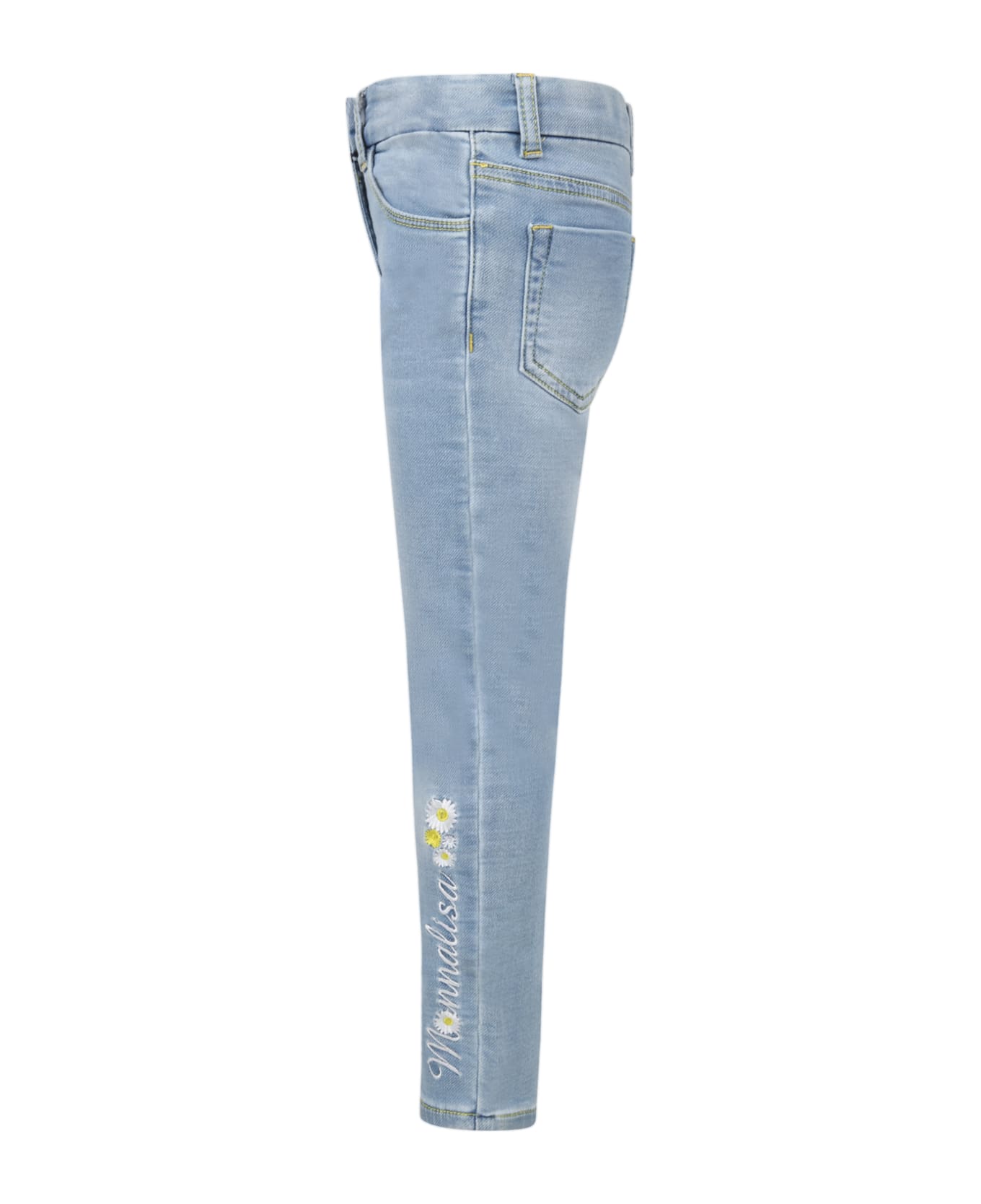 Monnalisa Light-blue Jeans For Girl With Logo