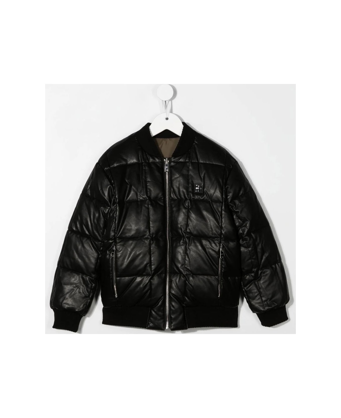 Givenchy Black And Khaki Reversible Down Jacket With Logo - Nero/kaki