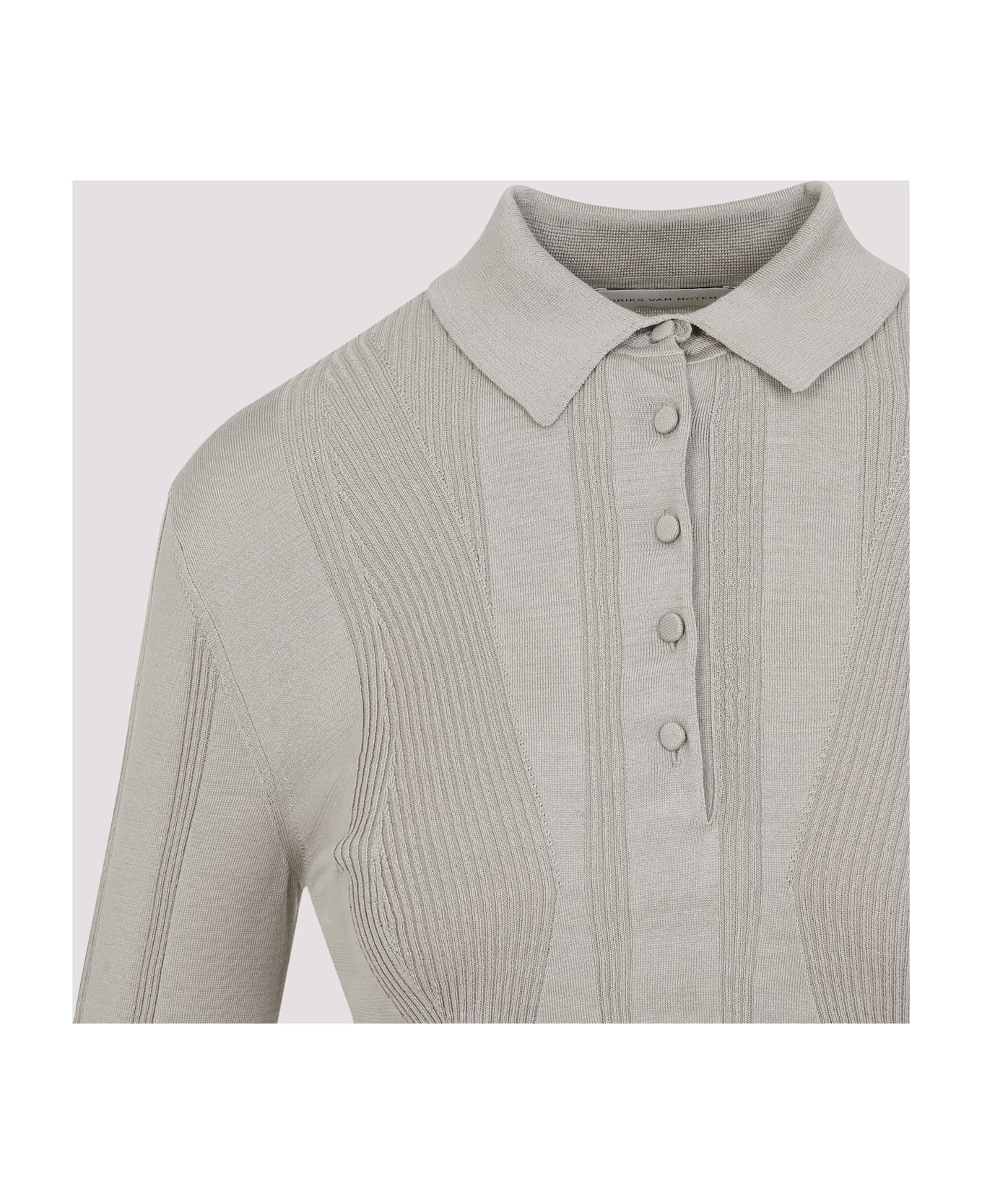 Dries Van Noten Cotton Polo - Light Grey ニットウェア