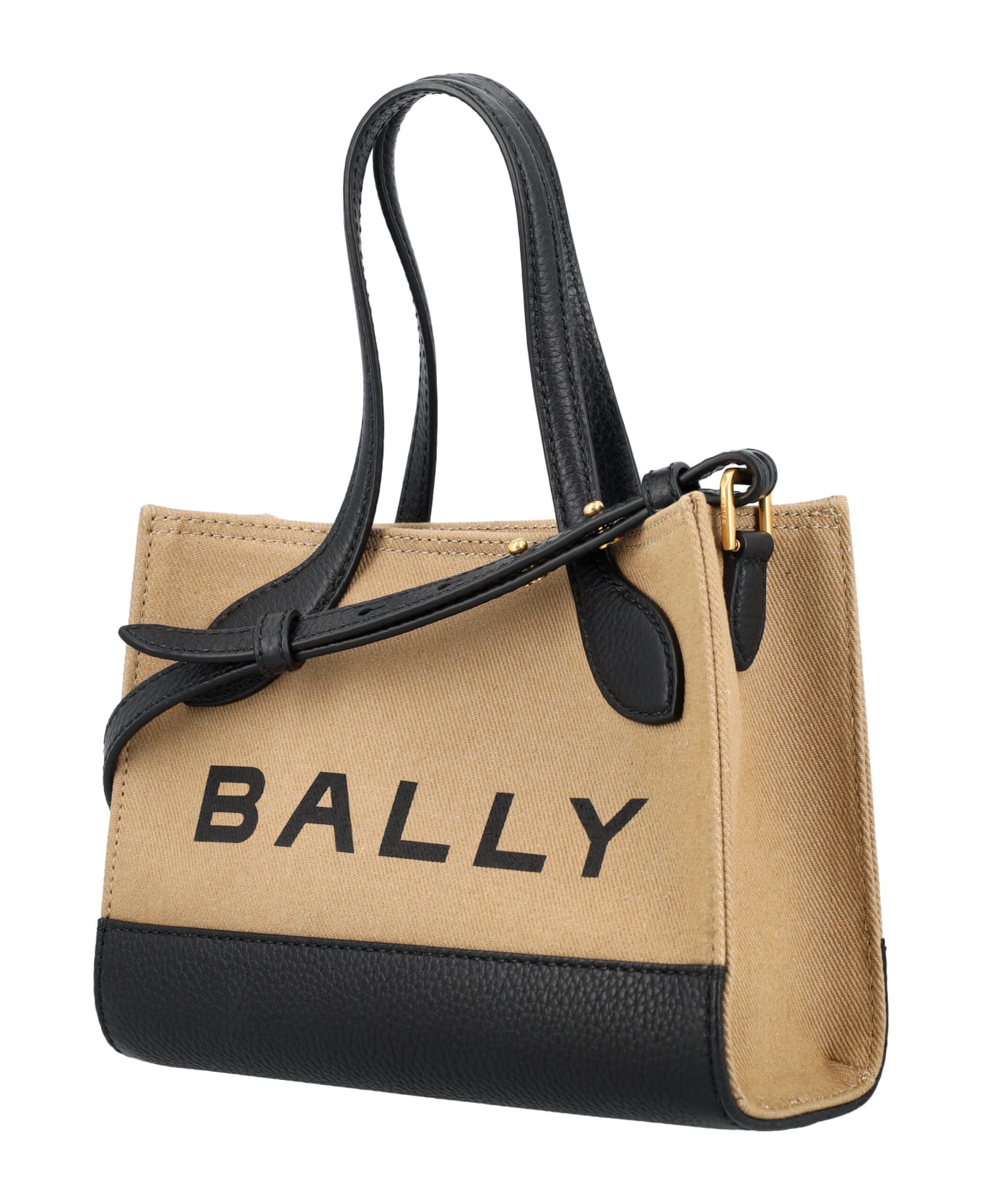 Bally Bar Crossbody Bag - SAND/BLACK+ORO
