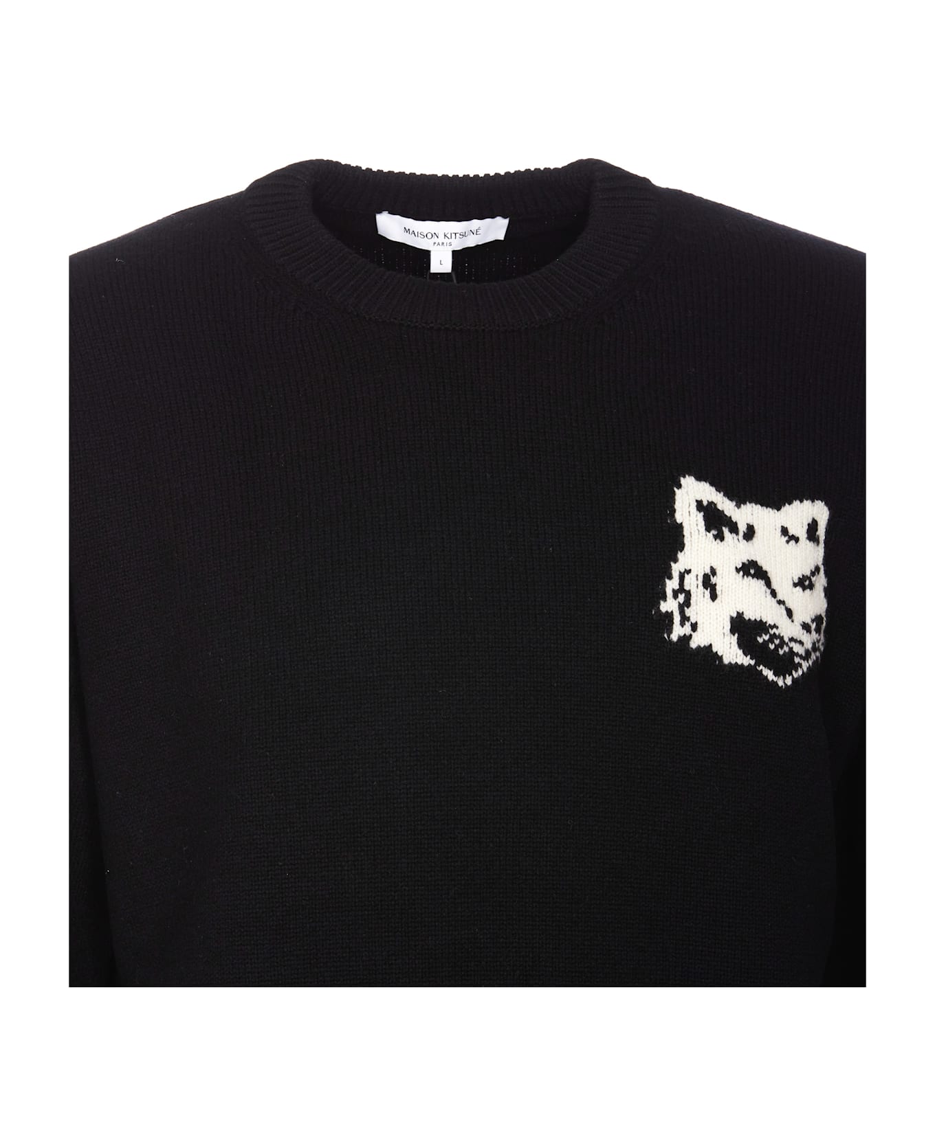 Maison Kitsuné Fox Head Intarsia Sweater - Black