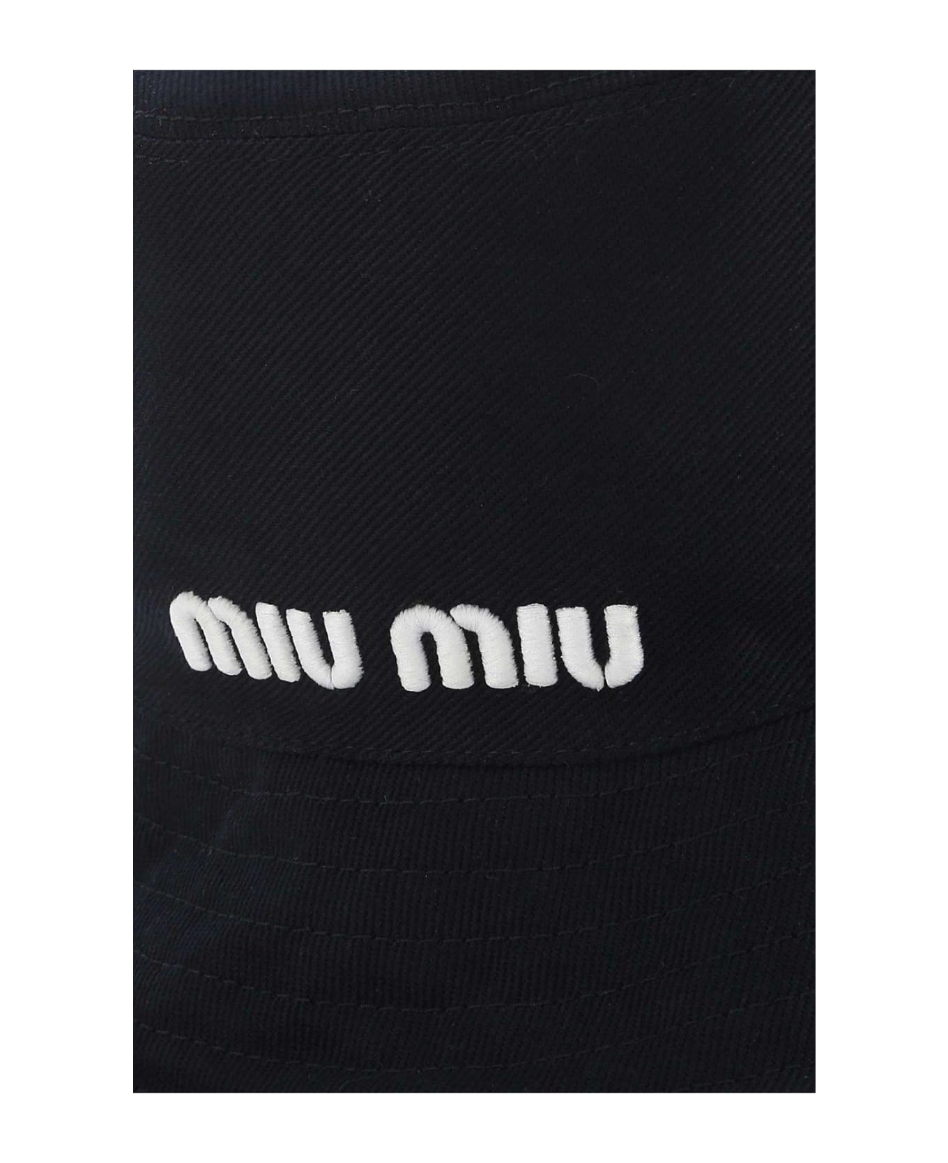 Miu Miu Logo Embroidered Bucket Hat - Blu+bianco