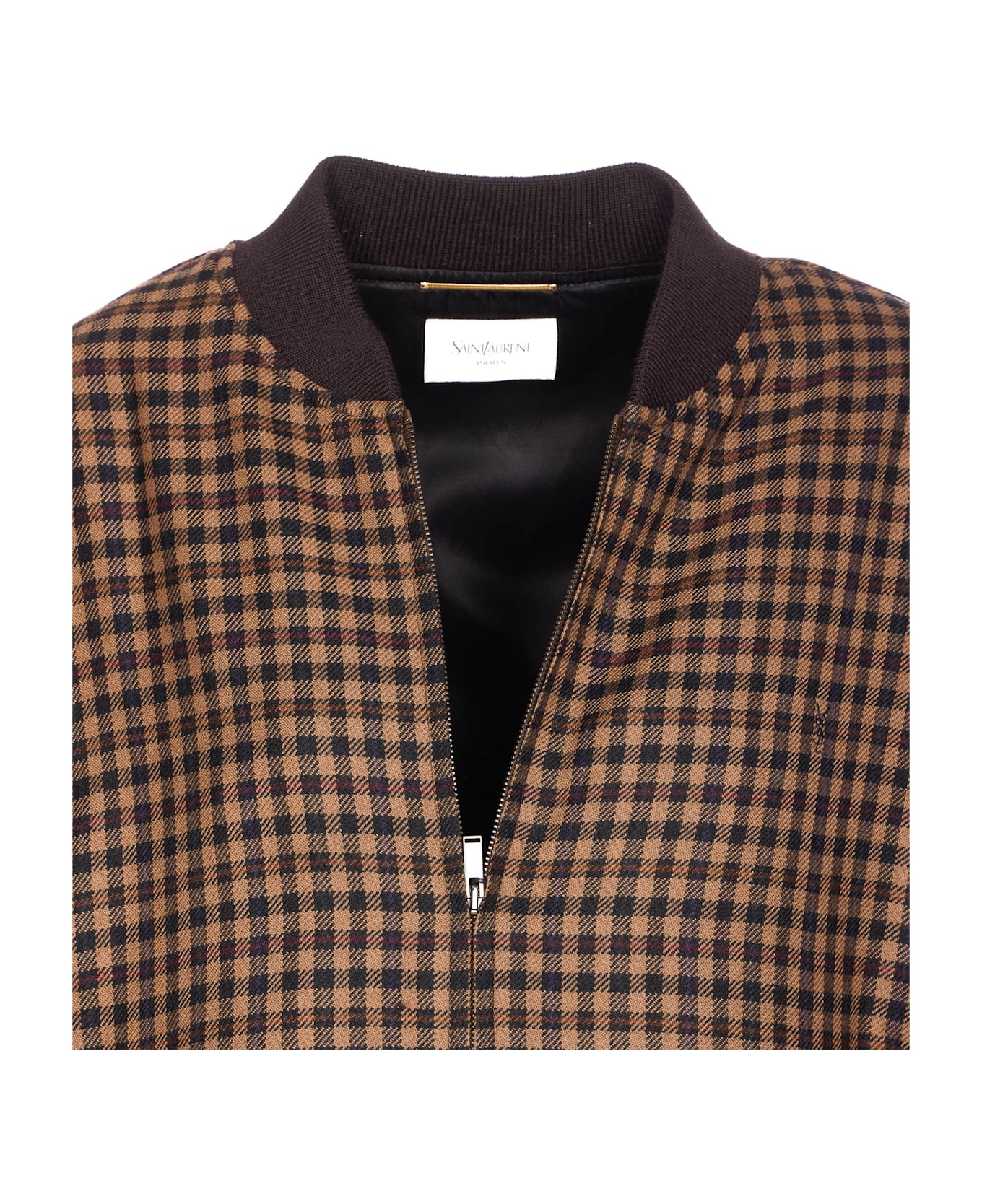 Saint Laurent Wool Cassandre Bomber Jacket - Brown