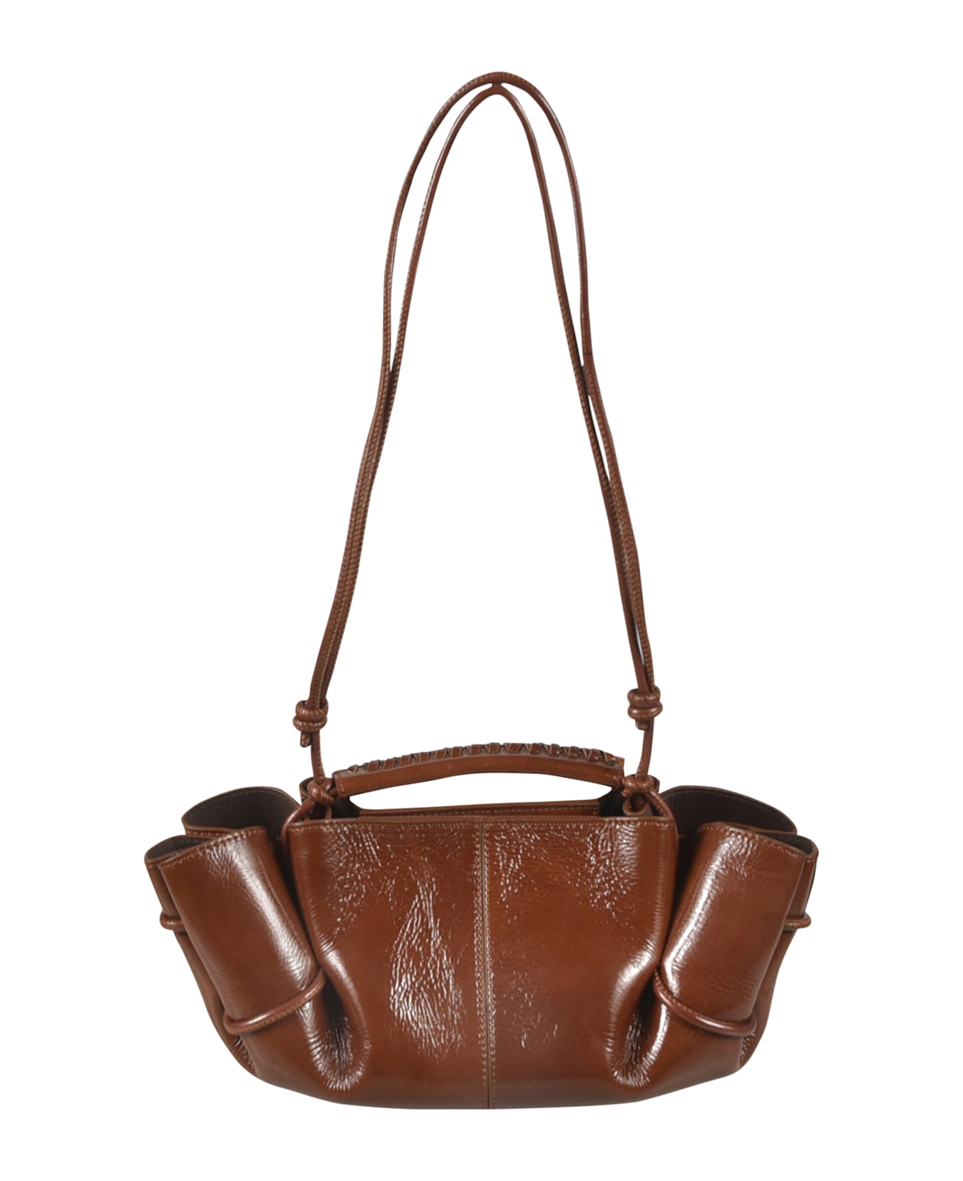 Hereu Arta Mini Crinkled Glossy Shoulder Bag - Cocoa