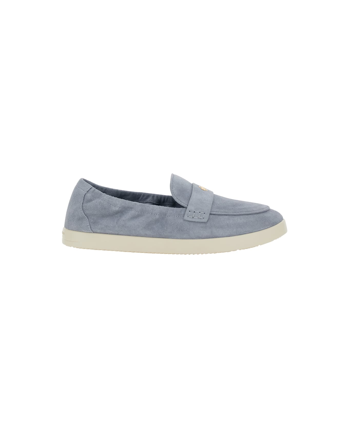 Tory Burch Light Blue Loafers With Logo Plaque On The Front And Slip-on Design In Suede Woman - Light blue
