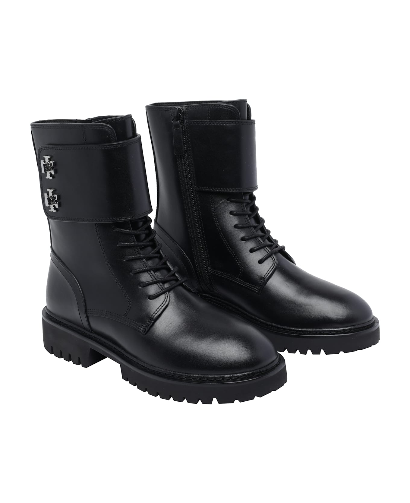 Tory Burch Logo Booties - Black