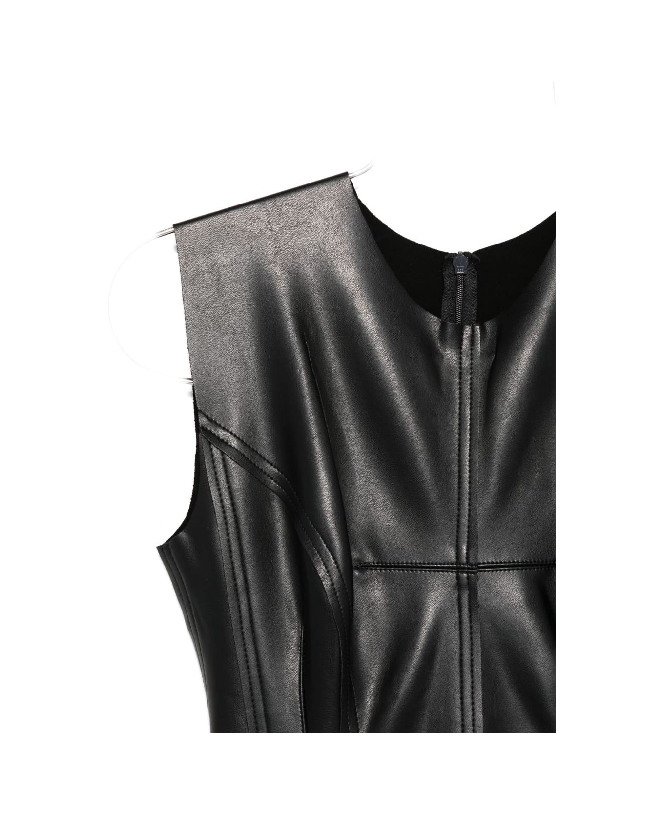 Norma Kamali Faux-leather Long Dress - Black