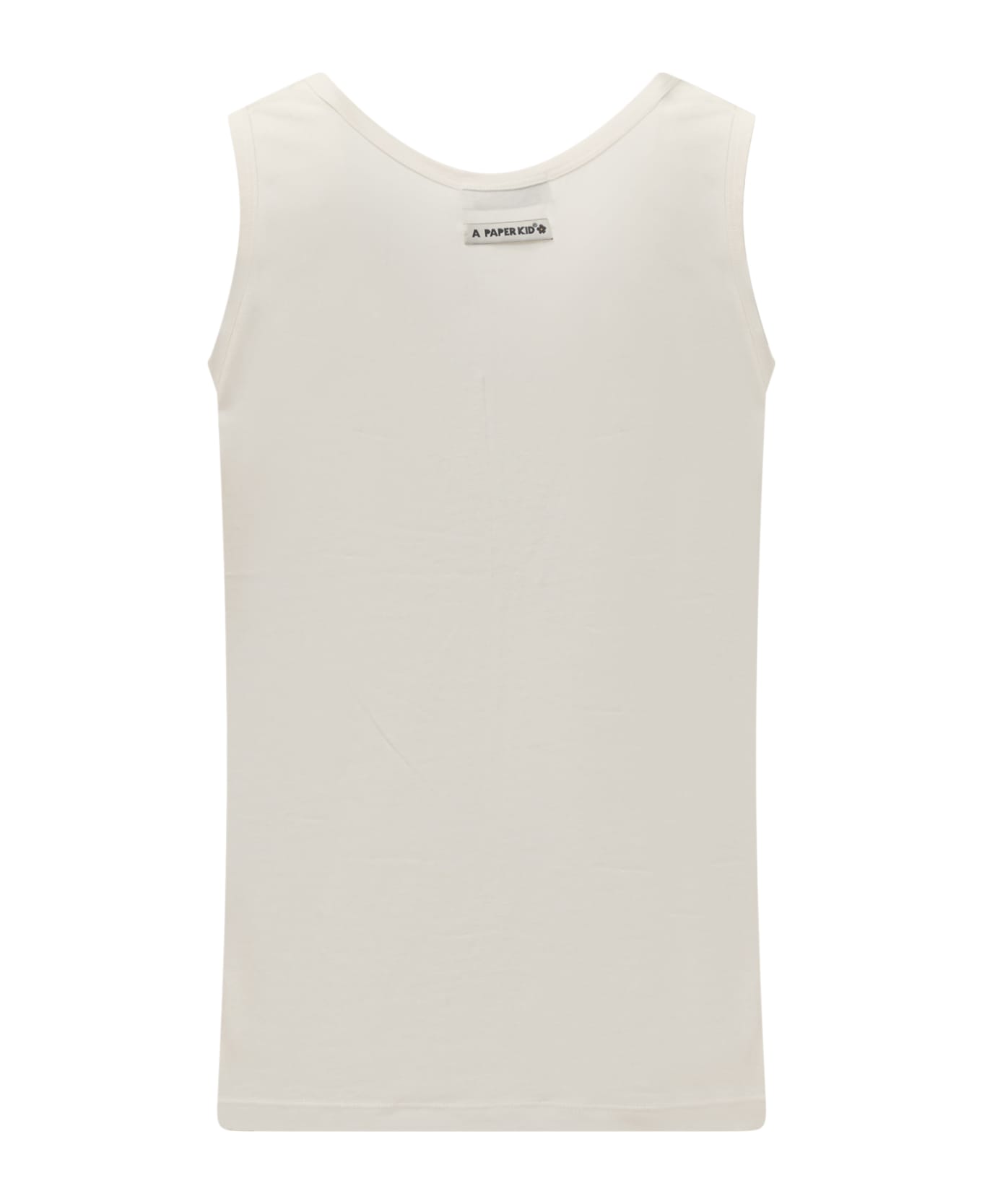 A Paper Kid Tank Top With Flower Pin. - CREMA/CREAM